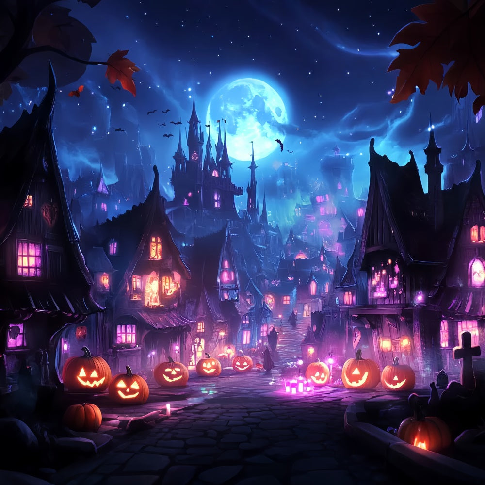 Toile halloween Ville Mystique Sorcière LXX58-43