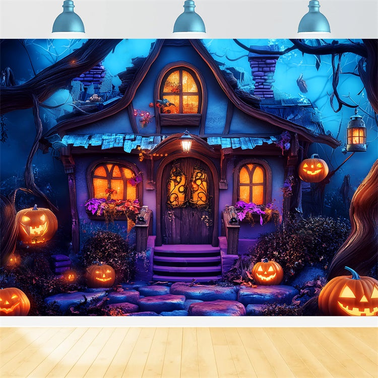 Fond studio halloween Cottage Sorcière Enchantée LXX58-46