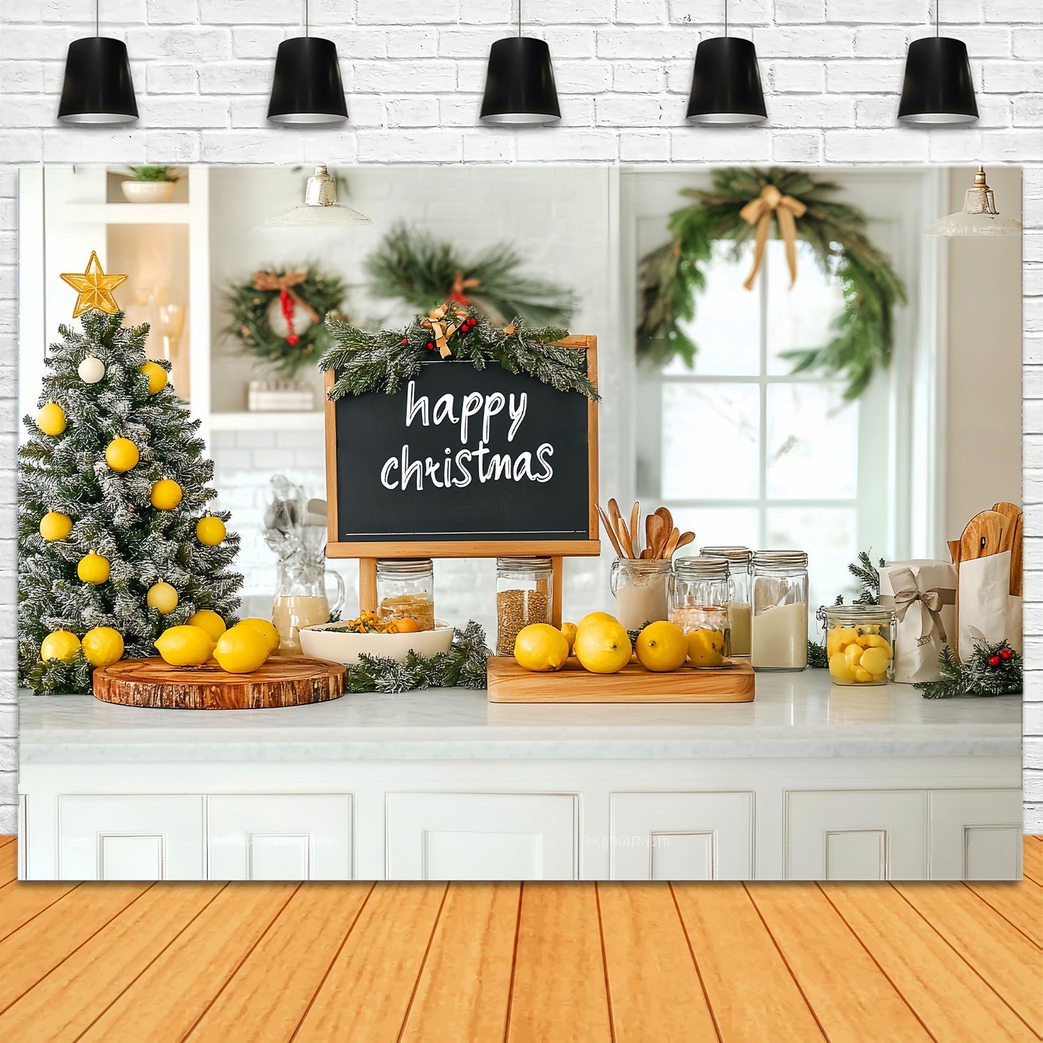 Toile de fond Noël Cuisine Ferme Citronnée LXX58-56