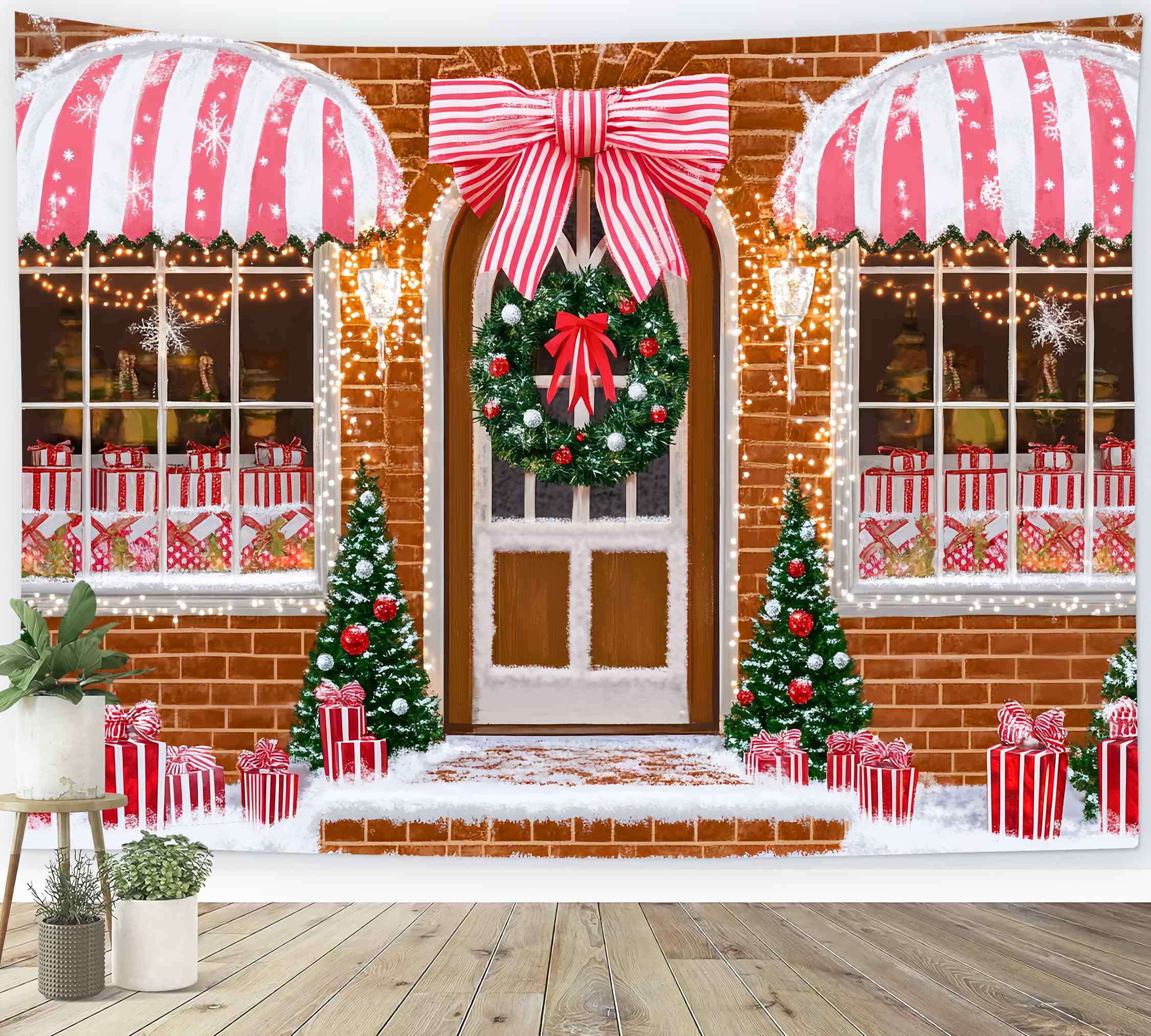 Toile de fond Noël Boutique Sucrée Canne en Bonbon LXX58-71