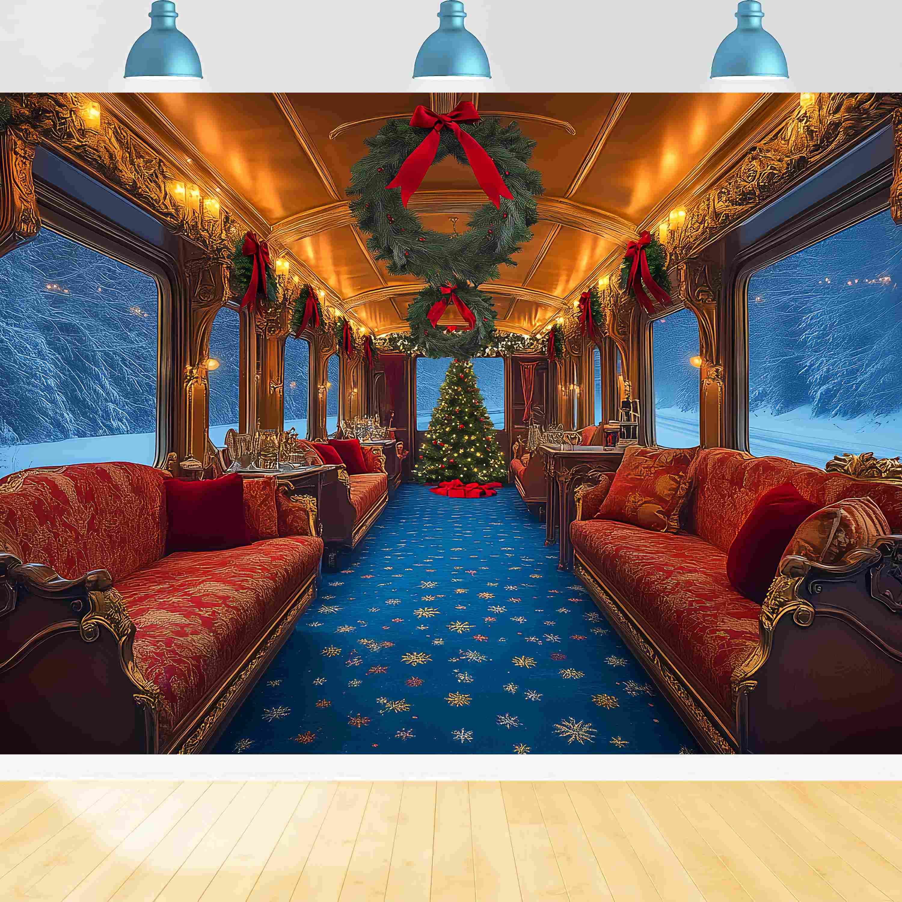Toile de fond Noël Salon Train de Luxe de Noël LXX58-86