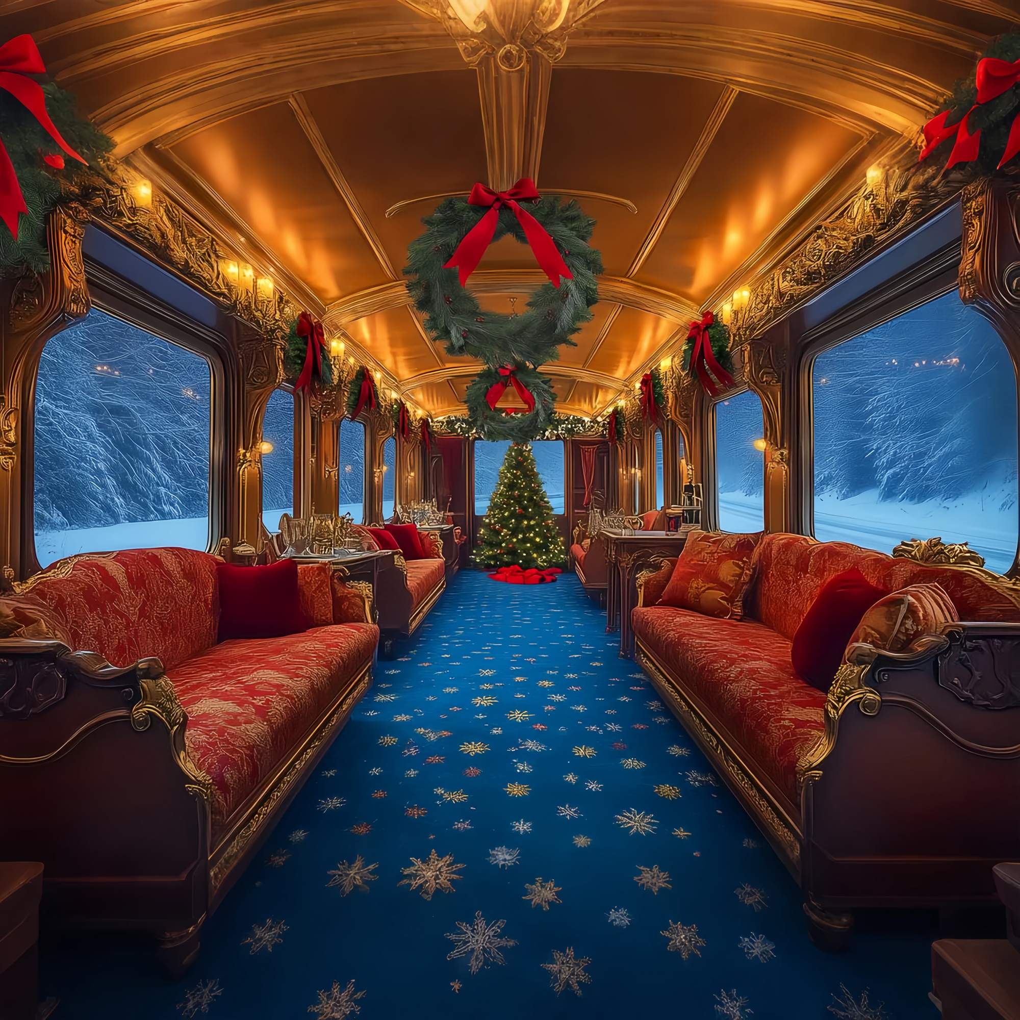 Toile de fond Noël Salon Train de Luxe de Noël LXX58-86