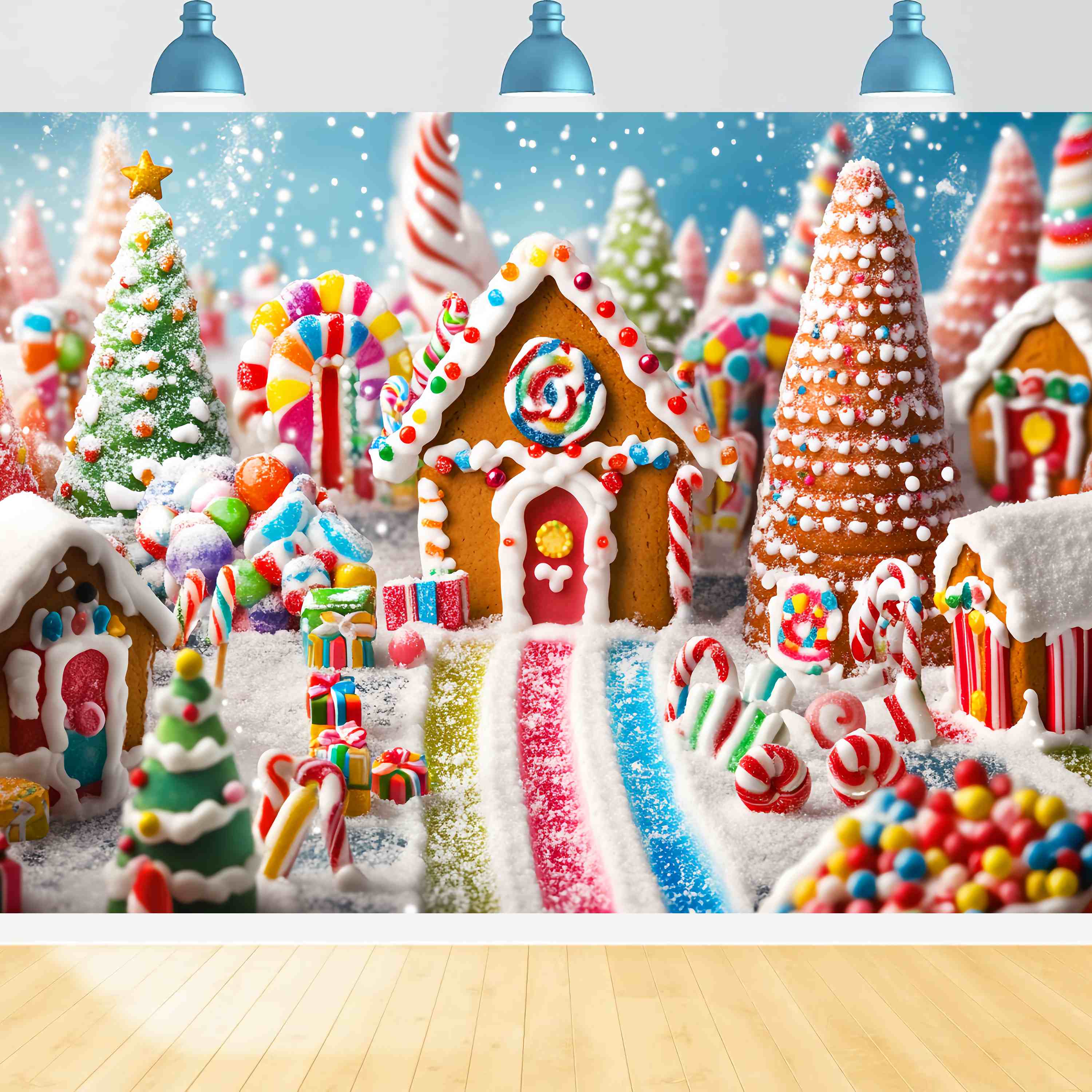 Toile de fond Noël Village Pain d’Épices Candyland LXX58-90