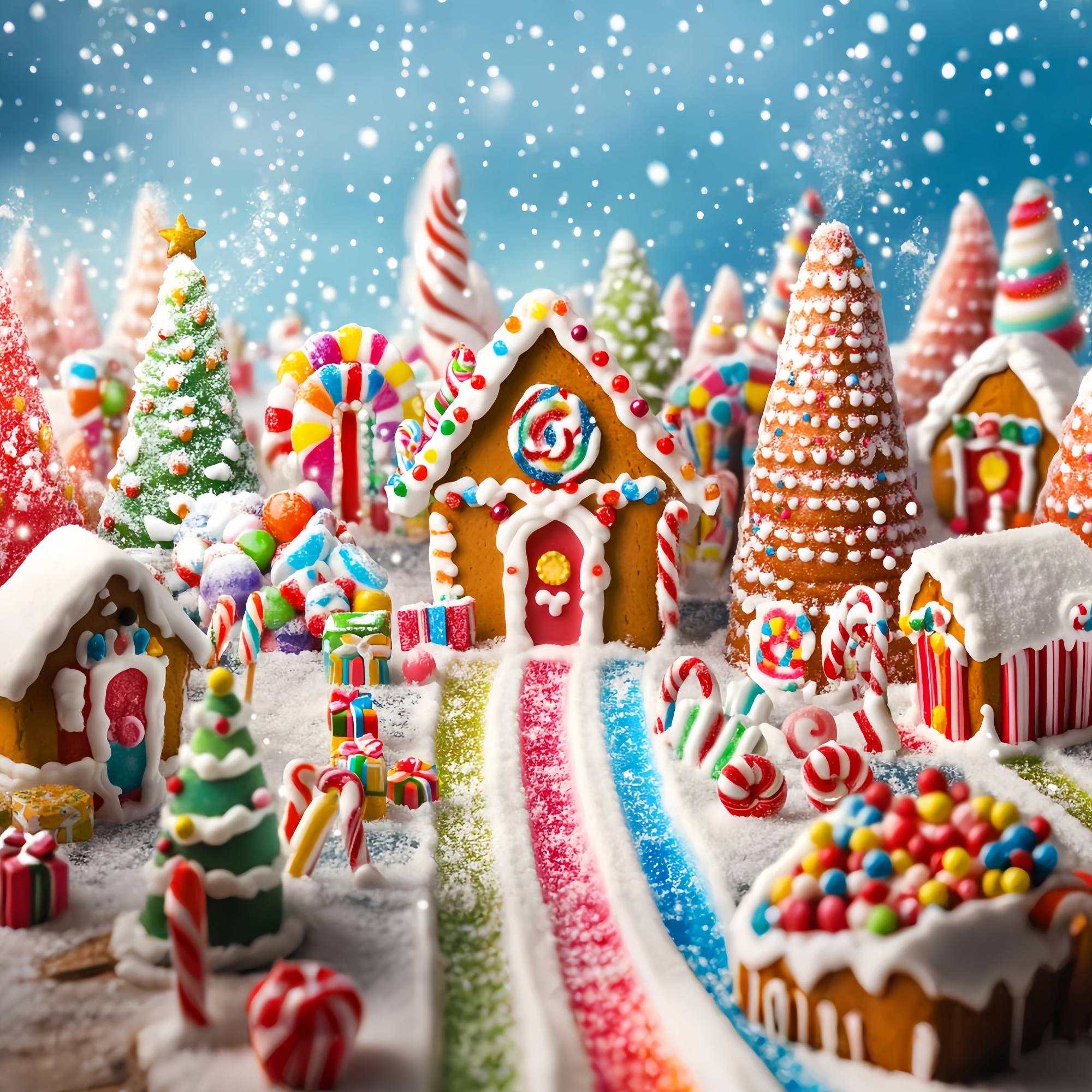 Toile de fond Noël Village Pain d’Épices Candyland LXX58-90