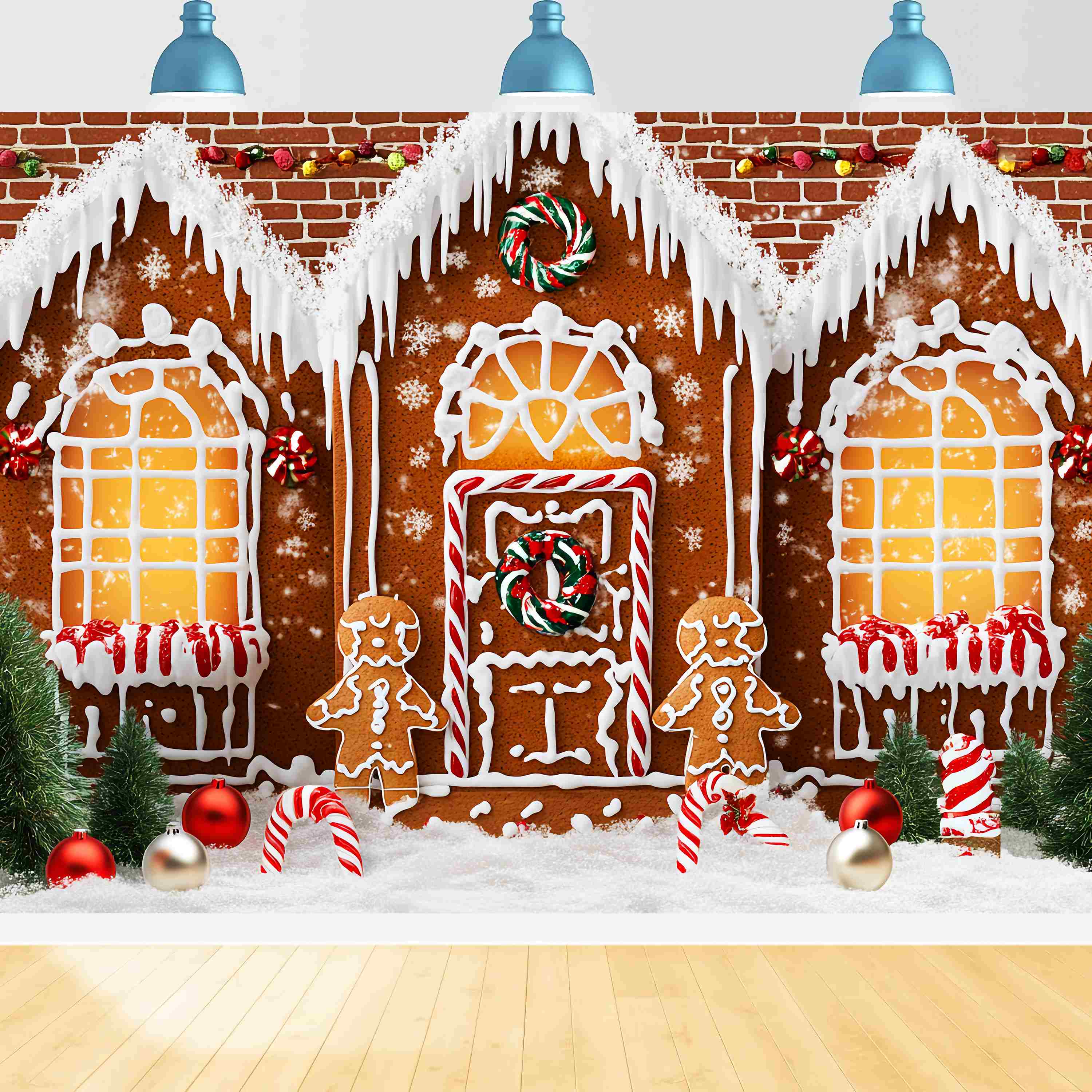 Toile de fond Noël Maison Pain d’Épices Sucre Givré LXX58-91