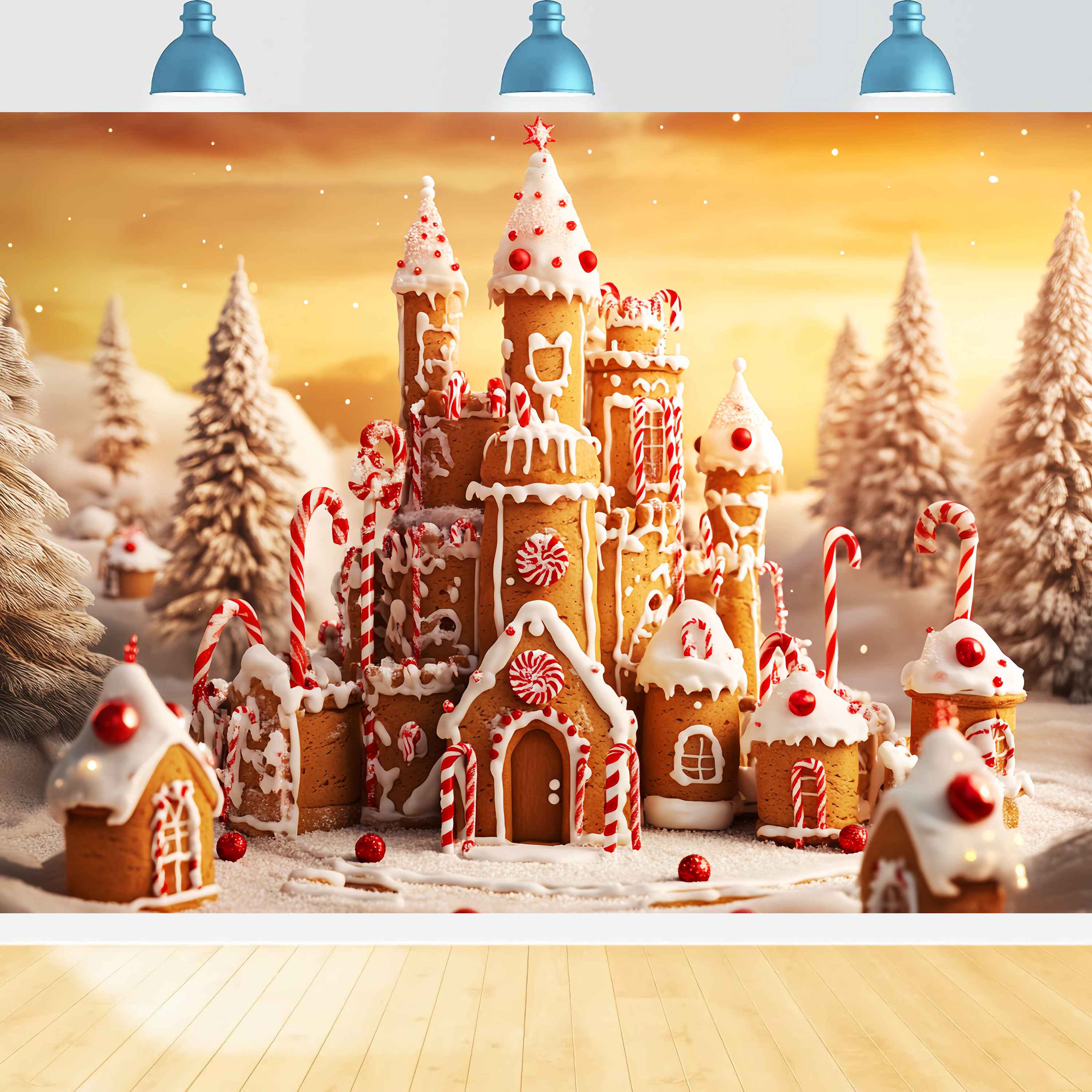 Toile de fond Noël Château Pain d’Épices Merveilleux LXX58-94
