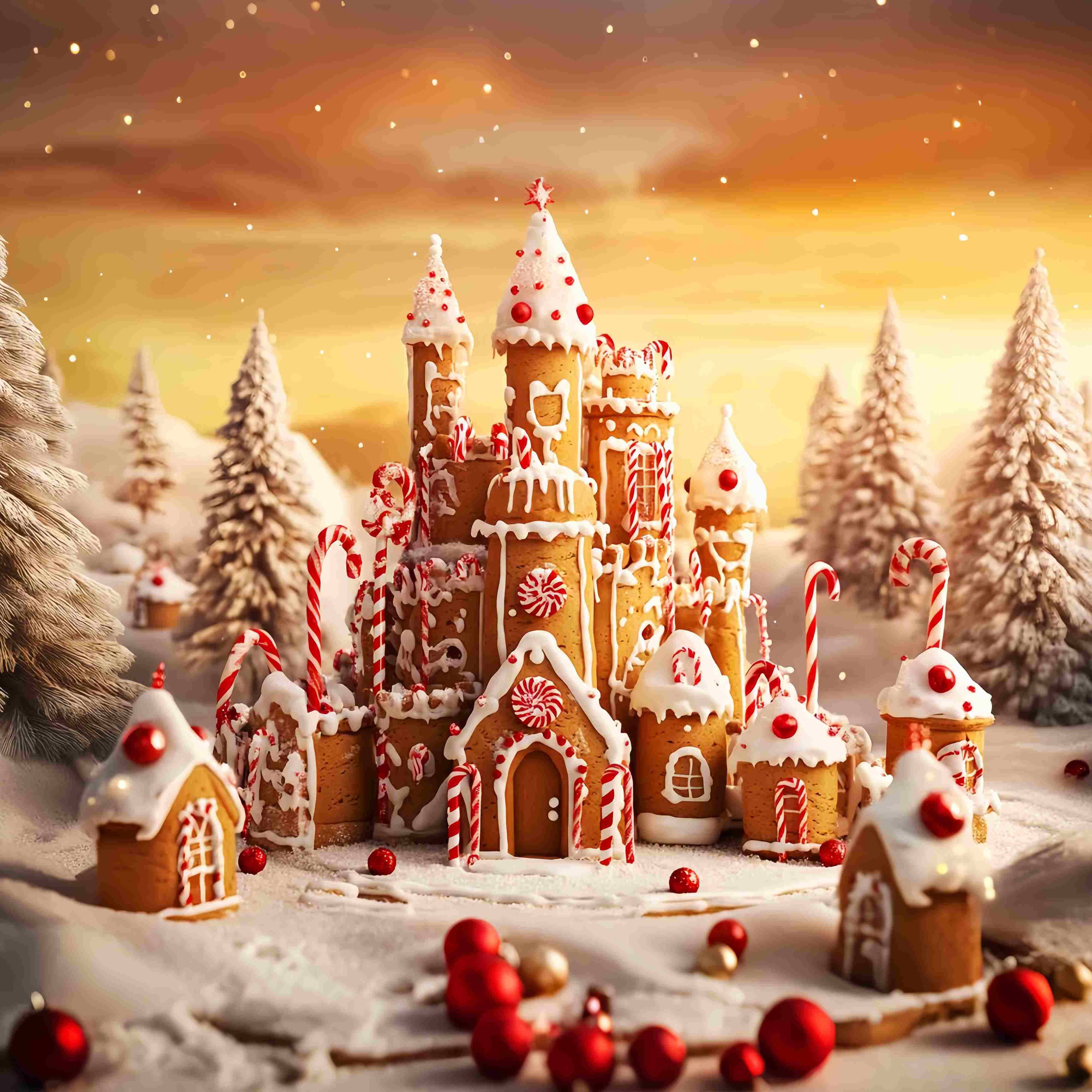 Toile de fond Noël Château Pain d’Épices Merveilleux LXX58-94