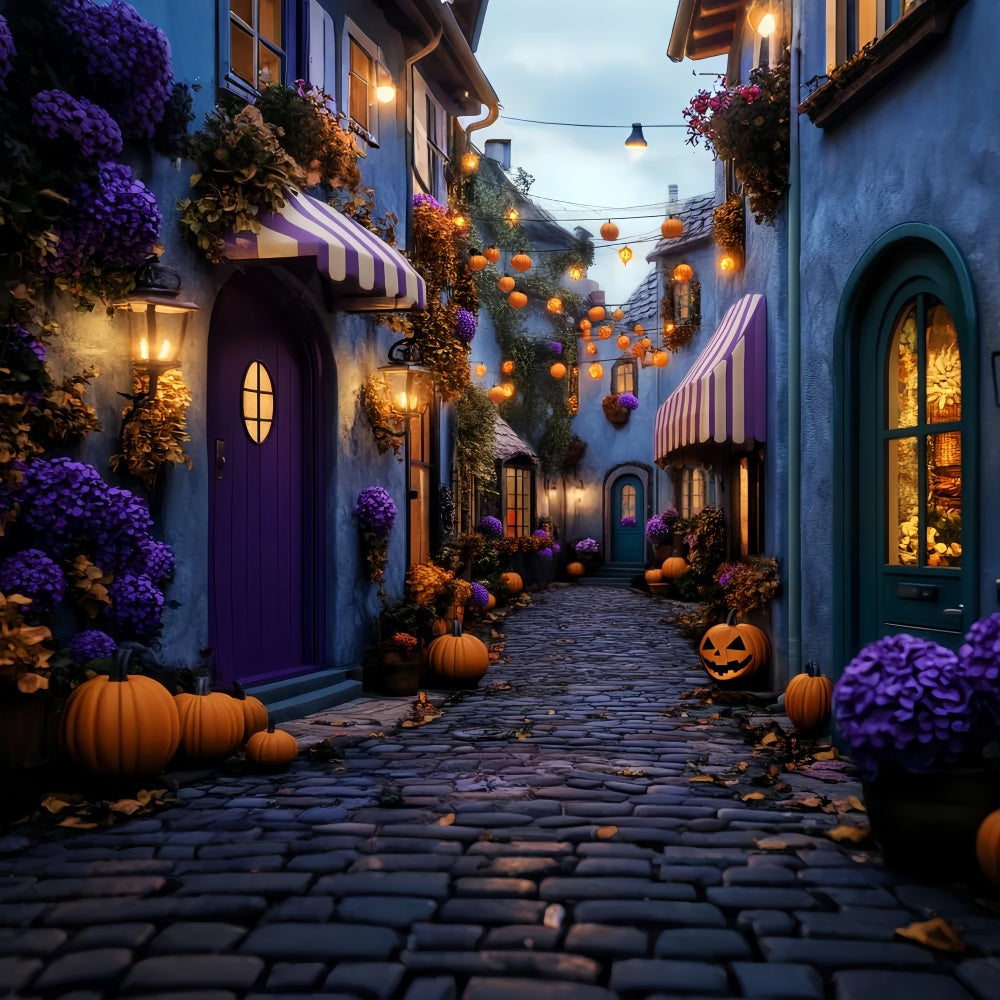 Toile De Fond Photo Halloween Village Hanté Allée Citrouilles LXX59-101
