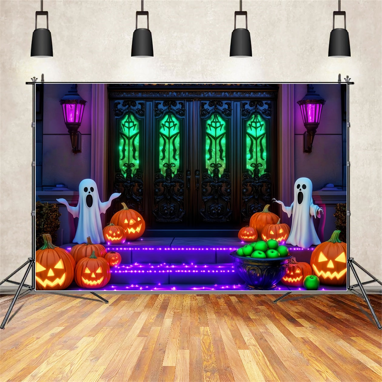 Toile Photo Halloween Fantôme Fantôme Lumineux Chemin Citrouilles LXX59-107