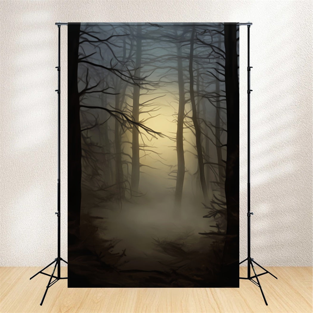 Toile De Fond Halloween Forêt Hantée Lueur Brumeuse LXX59-117