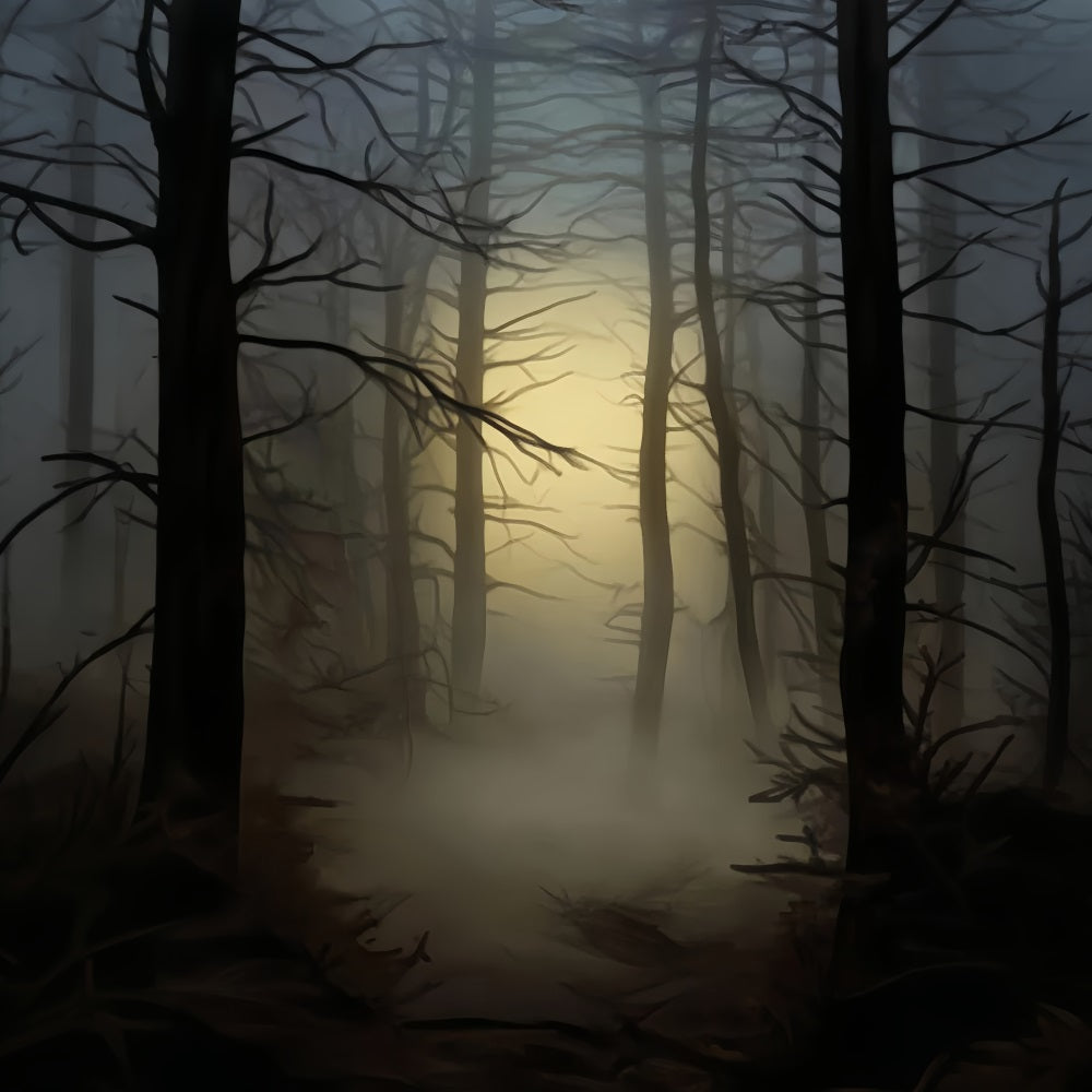 Toile De Fond Halloween Forêt Hantée Lueur Brumeuse LXX59-117