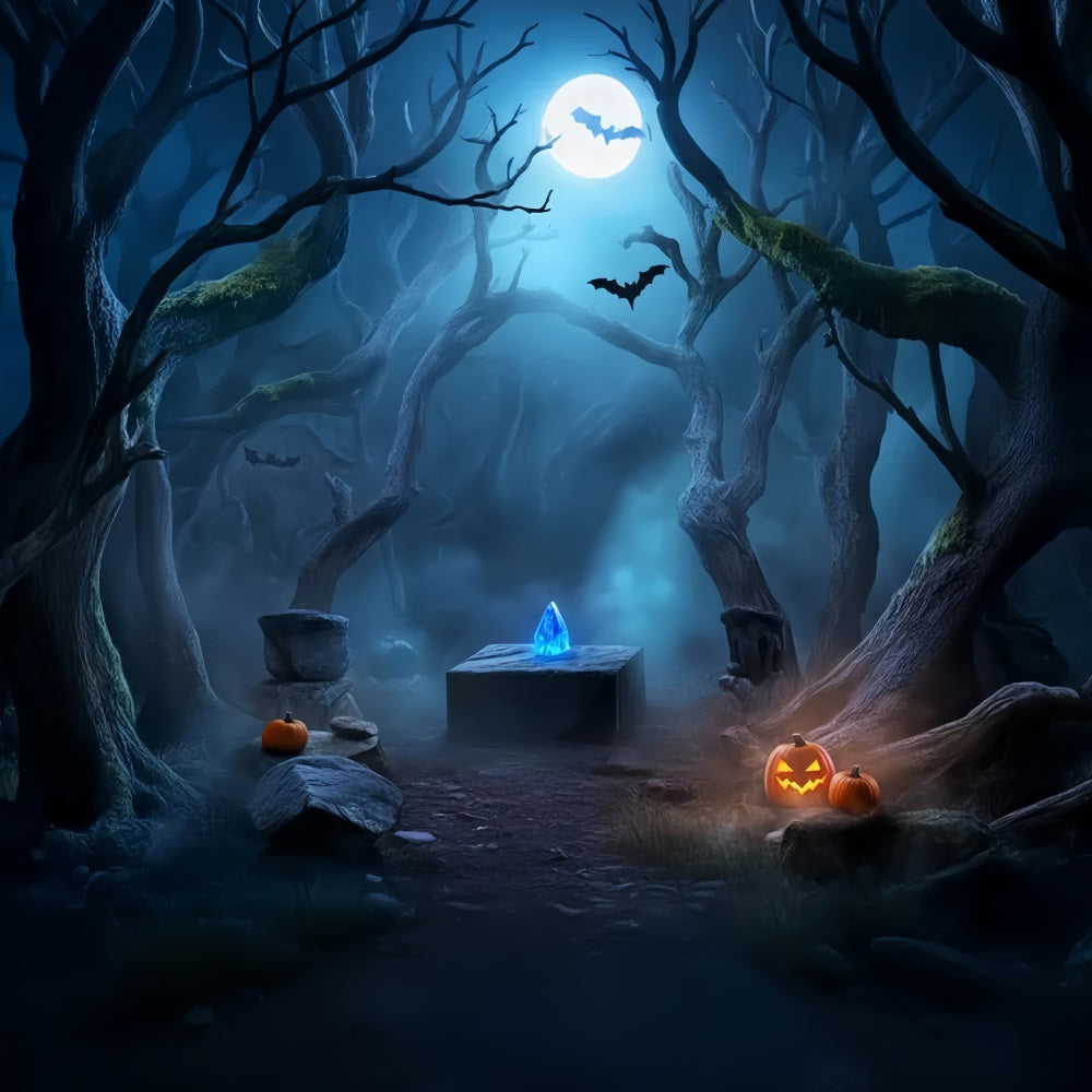 Toile De Fond Halloween Forêt Hantée Autel Cristal Bois Effrayant LXX59-119