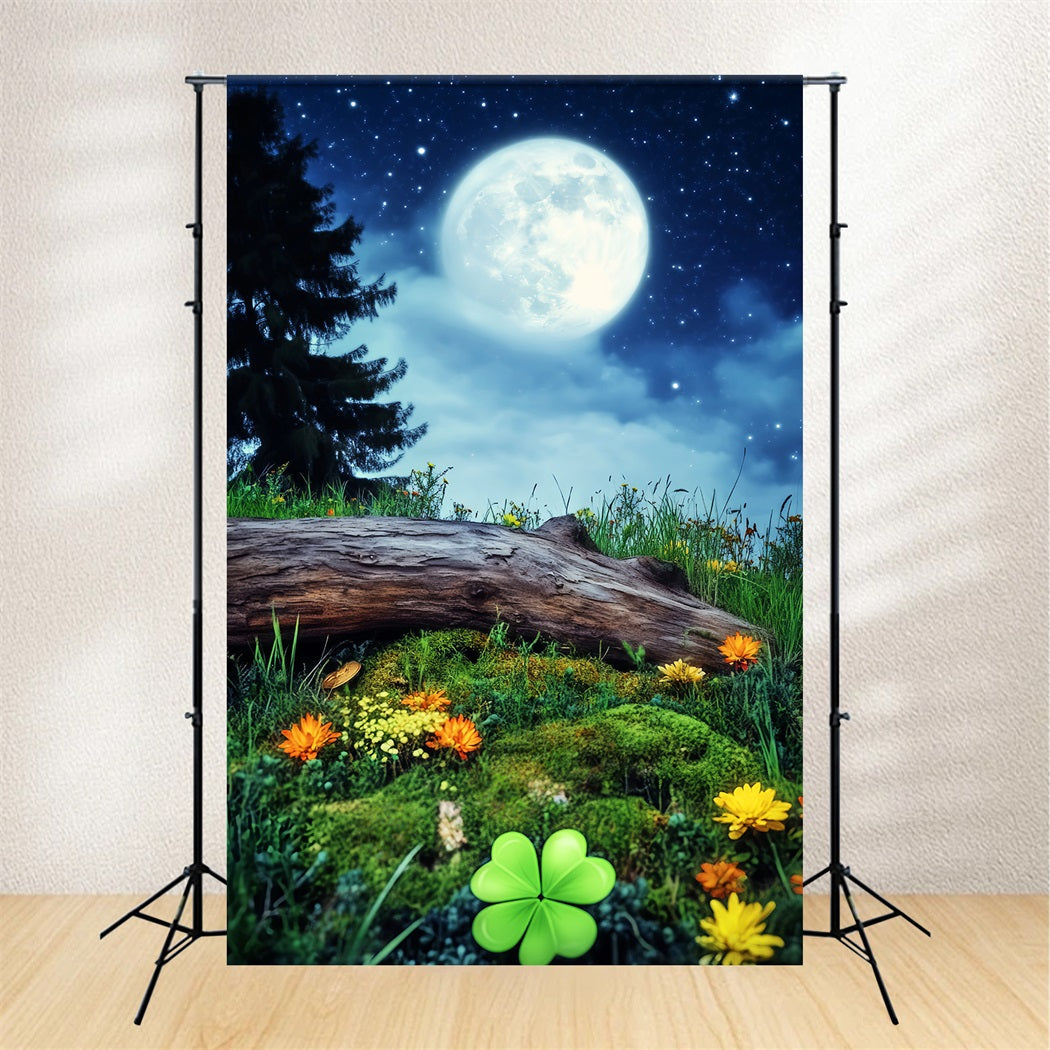 Toile De Fond Halloween Forêt Hantée Trèfle Chanceux Prairie Nuit LXX59-141