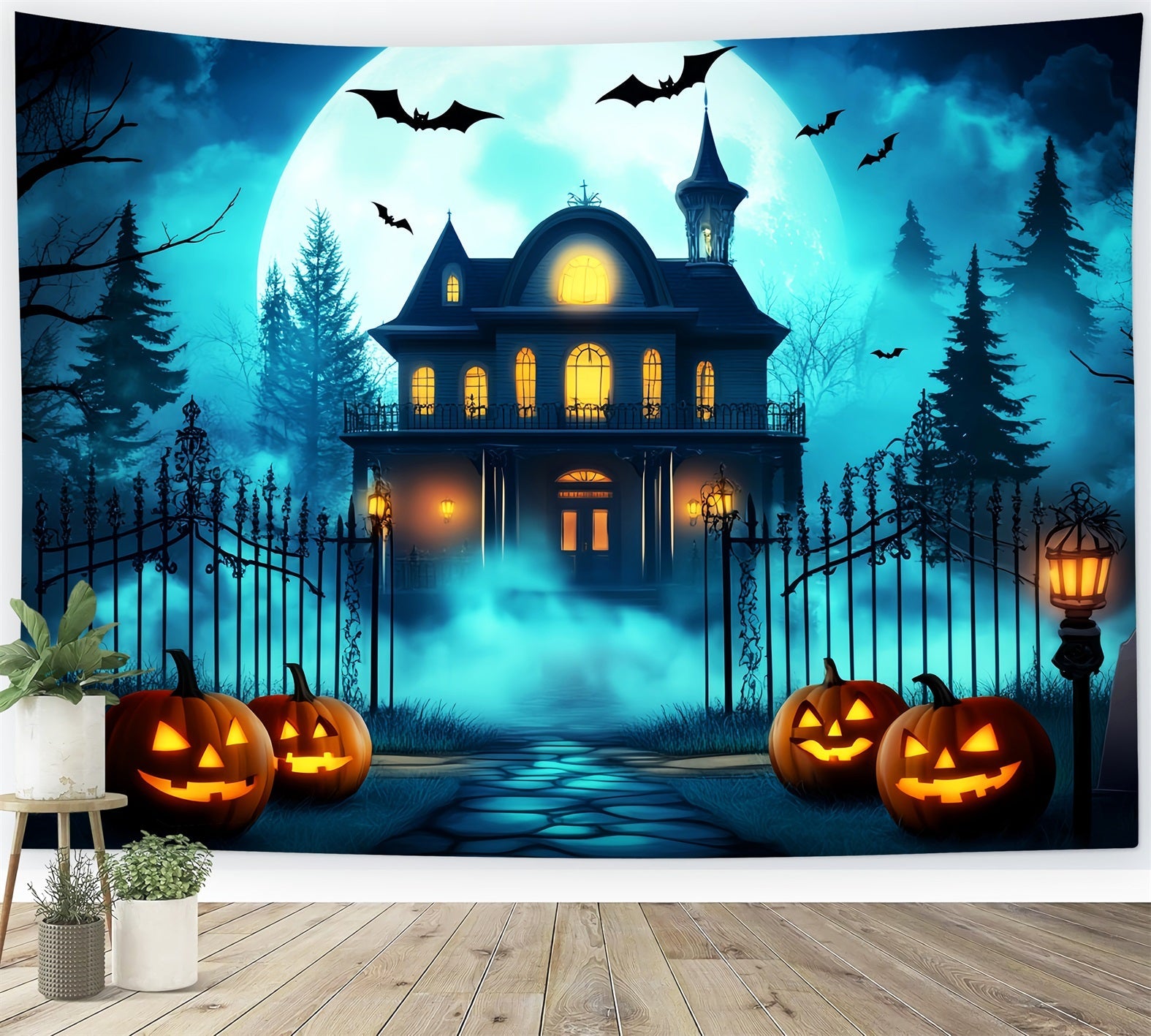 Toile De Fond Photo Halloween Citrouilles Lumineuses Portail LXX59-144