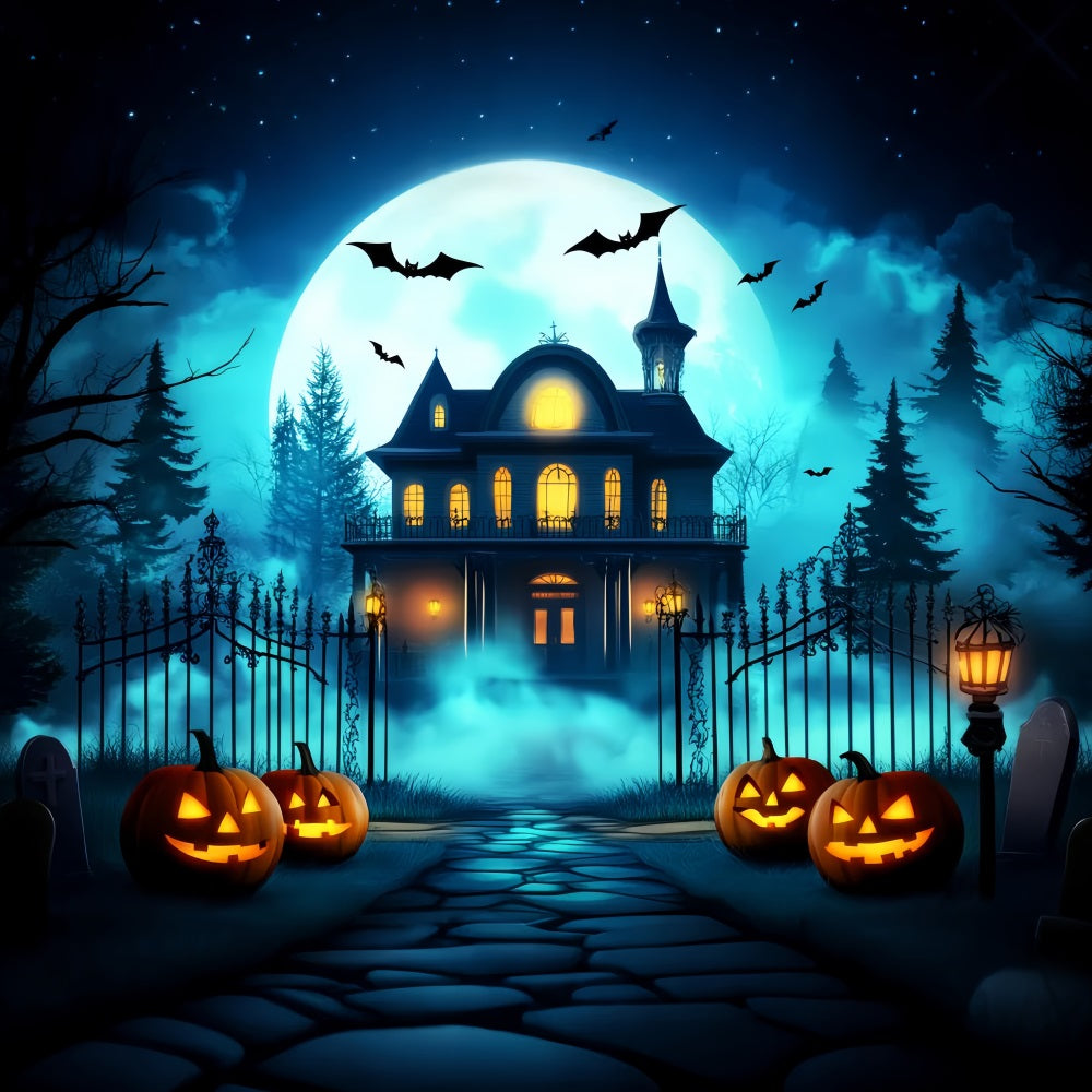 Toile De Fond Photo Halloween Citrouilles Lumineuses Portail LXX59-144