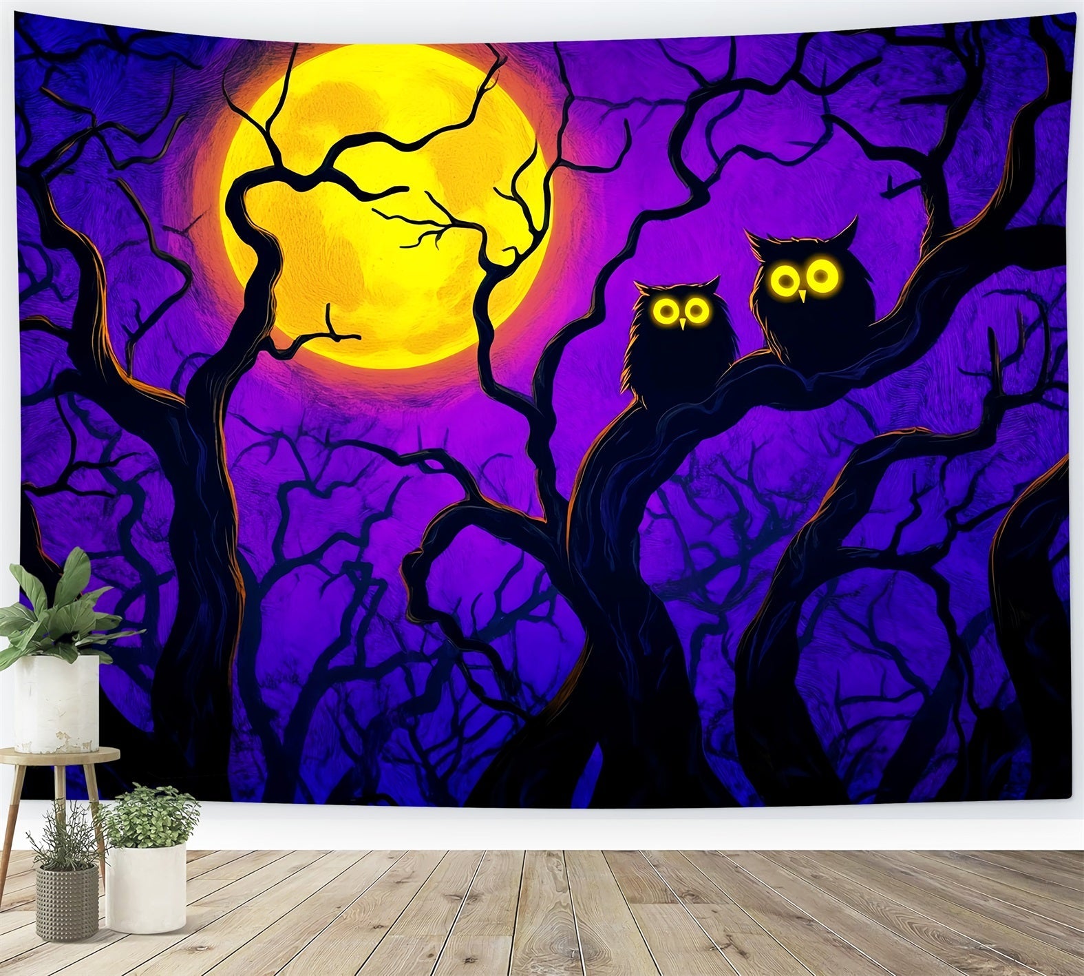 Toile De Fond Halloween Hiboux Clair De Lune Branches LXX59-145
