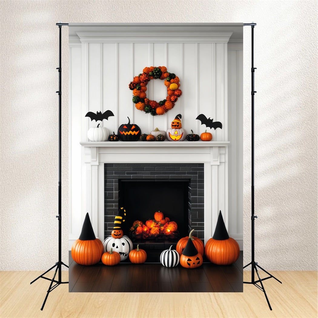 Toile De Fond Halloween Citrouille Cheminée Décor Festif LXX59-147