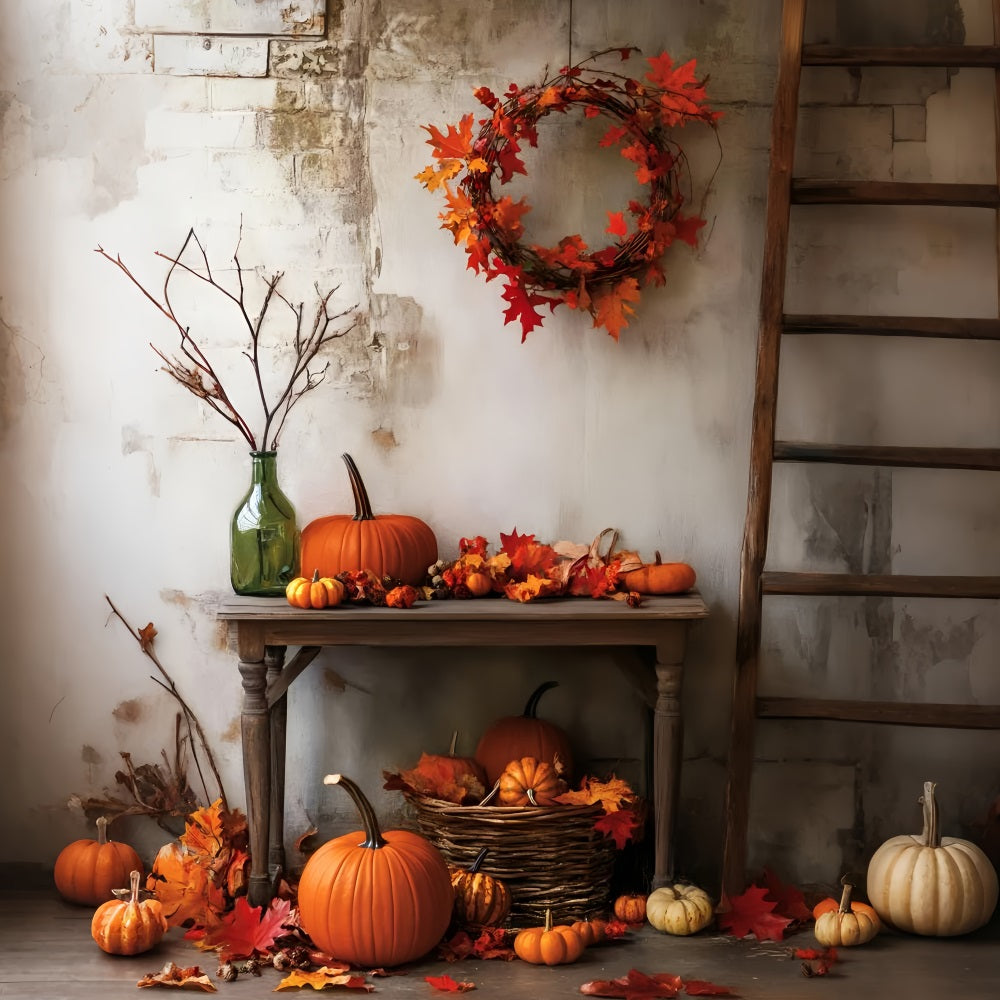 Toile De Fond Halloween Arrangement Rustique Citrouilles Automne LXX59-149