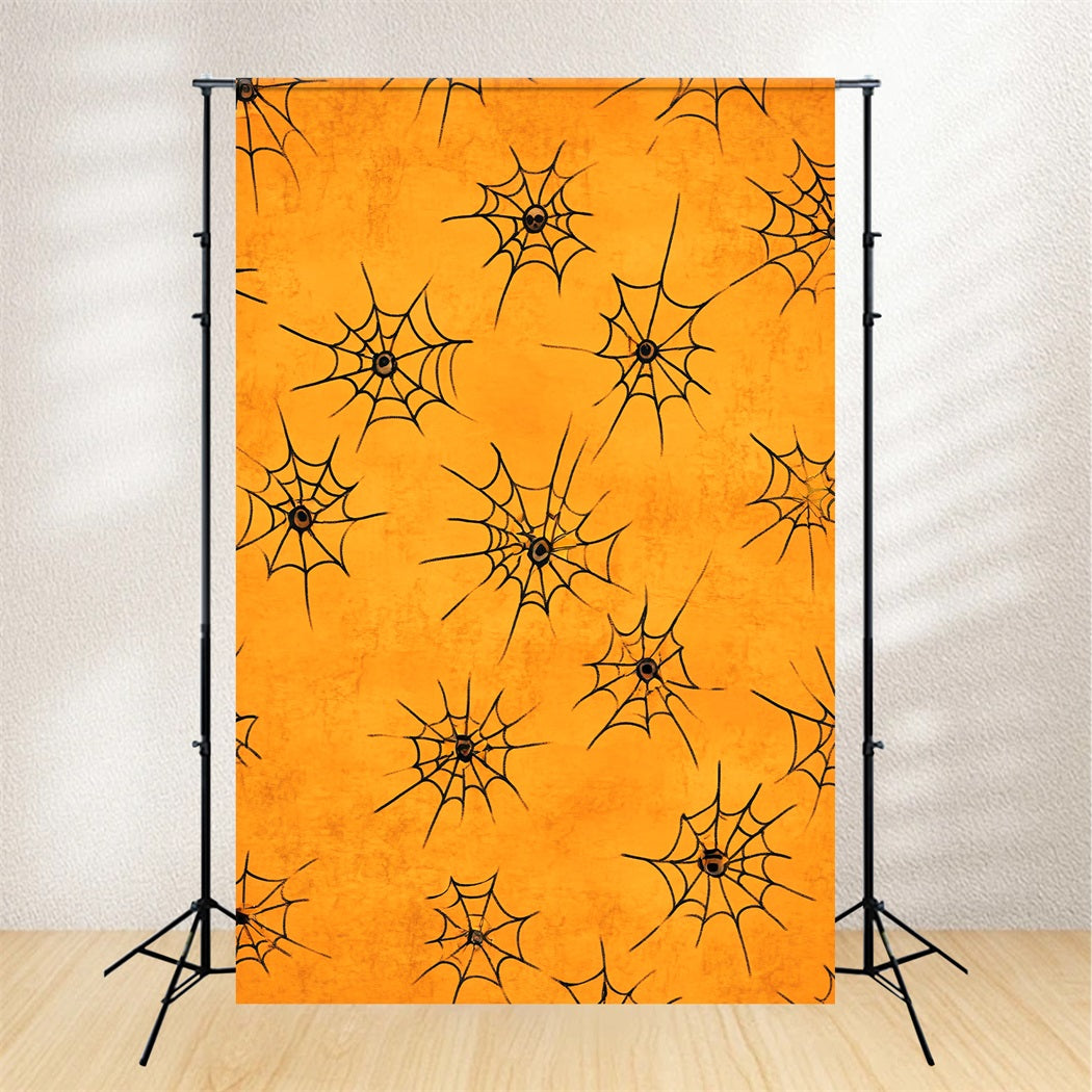 Toile De Fond Photo Halloween Fond Orange Motif Toile D’Araignée LXX59-151