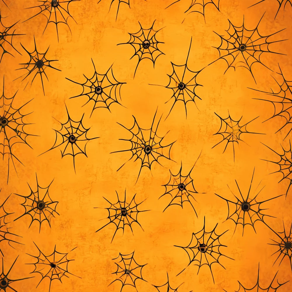 Toile De Fond Photo Halloween Fond Orange Motif Toile D’Araignée LXX59-151