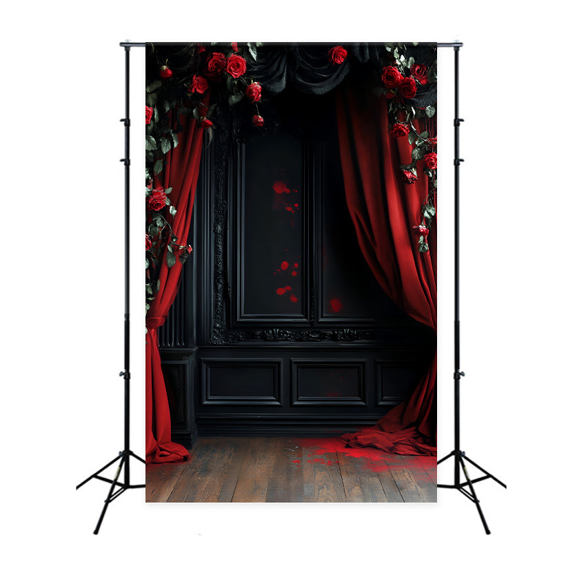 Toile De Fond Halloween Roses Sanglantes Rideaux Gothiques LXX59-153