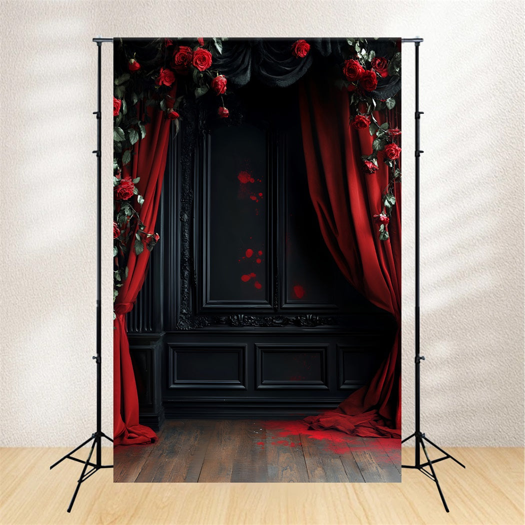 Toile De Fond Halloween Roses Sanglantes Rideaux Gothiques LXX59-153