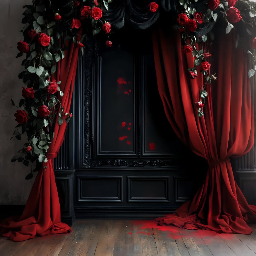 Toile De Fond Halloween Roses Sanglantes Rideaux Gothiques LXX59-153