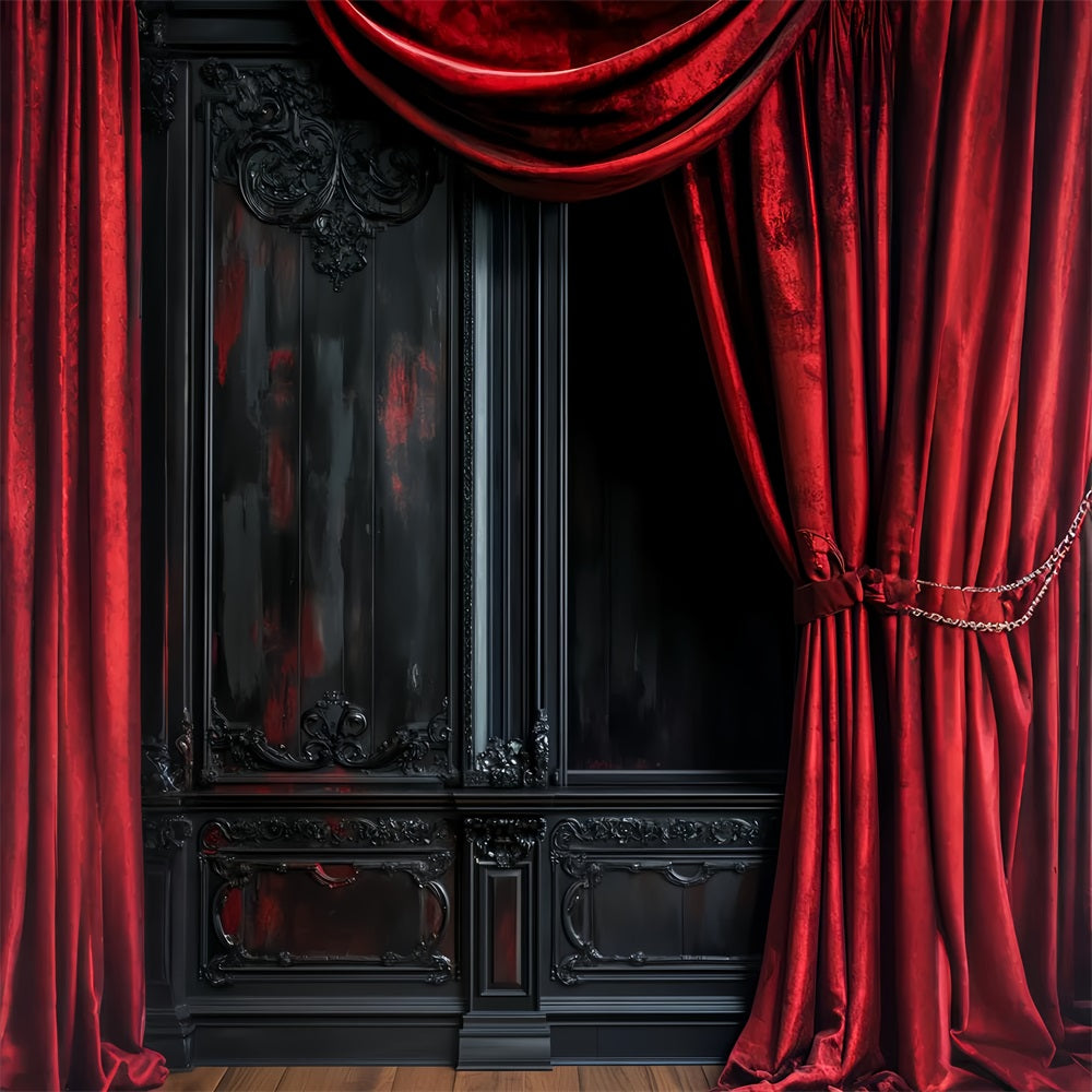 Toile Photo Halloween Velours Rouge Foncé Rideau LXX59-154