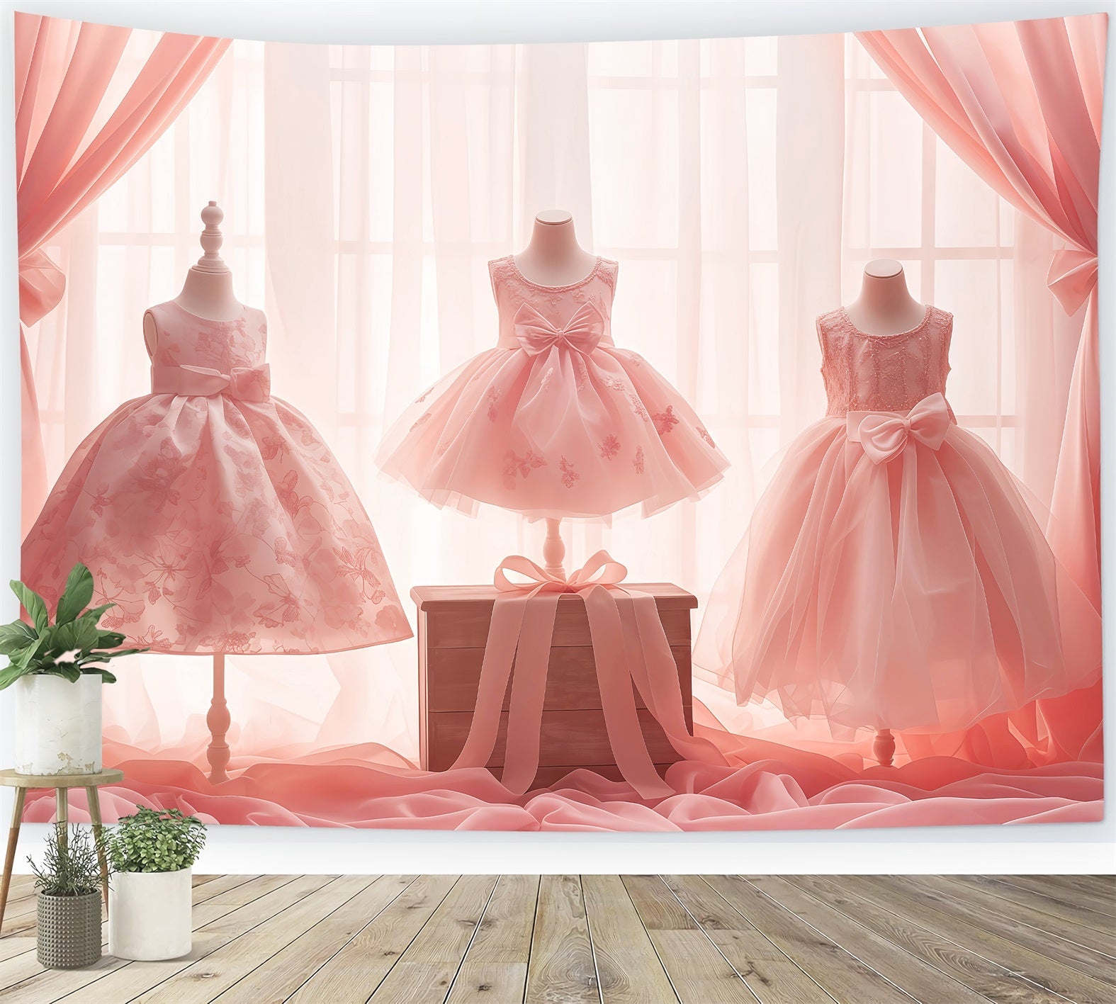 Toile de fond Danse Élégantes Robes Roses Vitrine LXX59-16