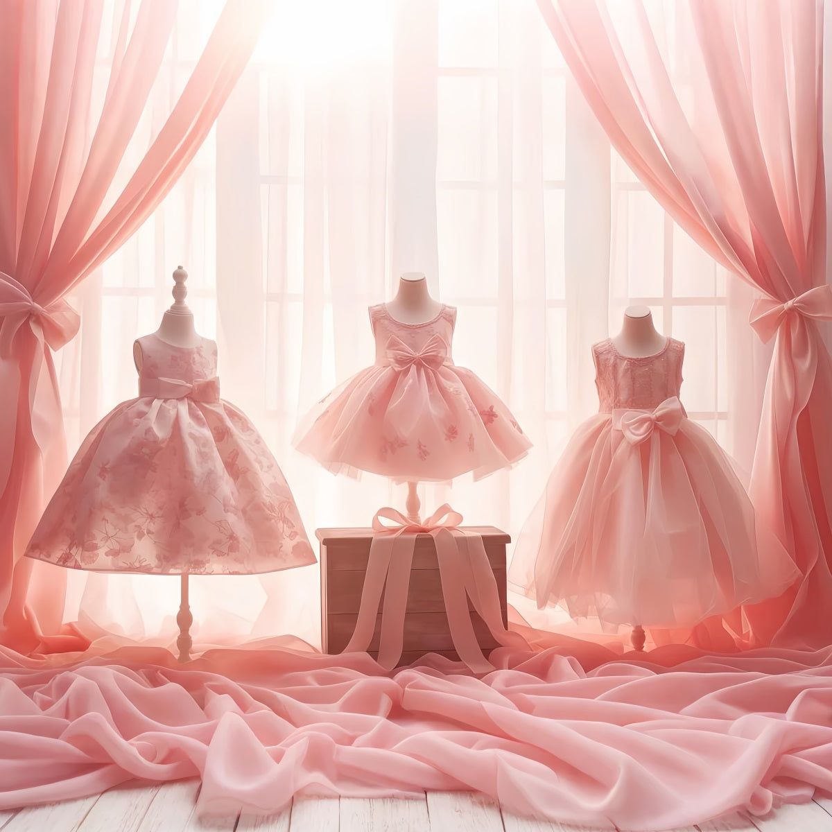 Toile de fond Danse Élégantes Robes Roses Vitrine LXX59-16