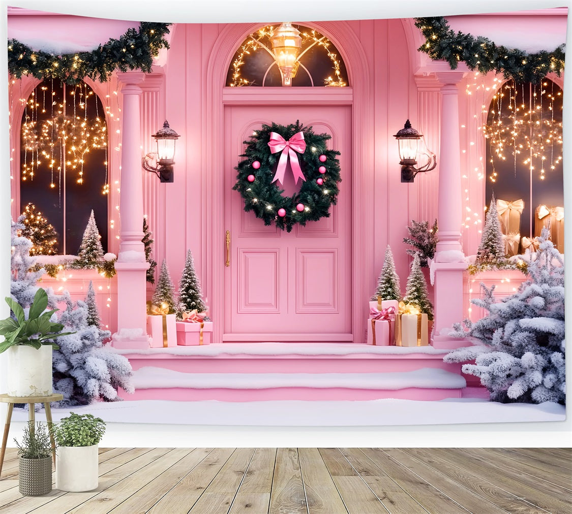 Toile de fond Noël Rose Entrée Festive Porte LXX59-198