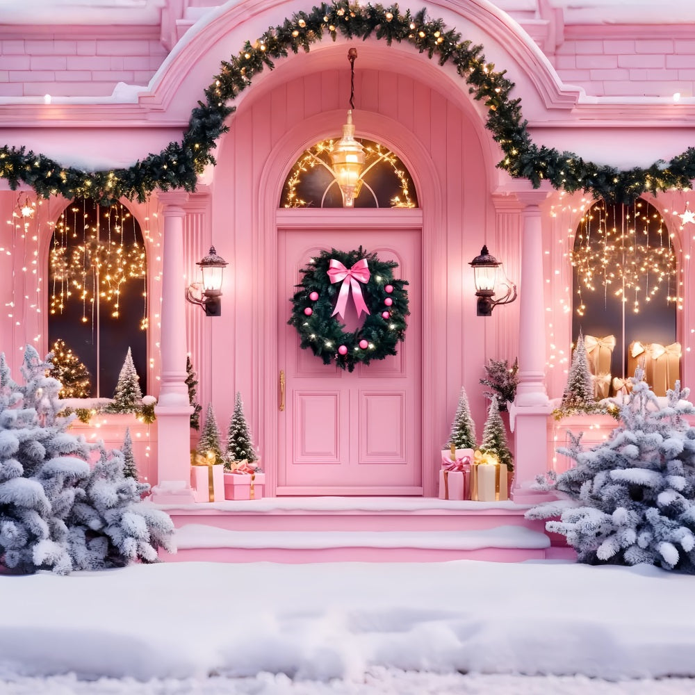 Toile de fond Noël Rose Entrée Festive Porte LXX59-198