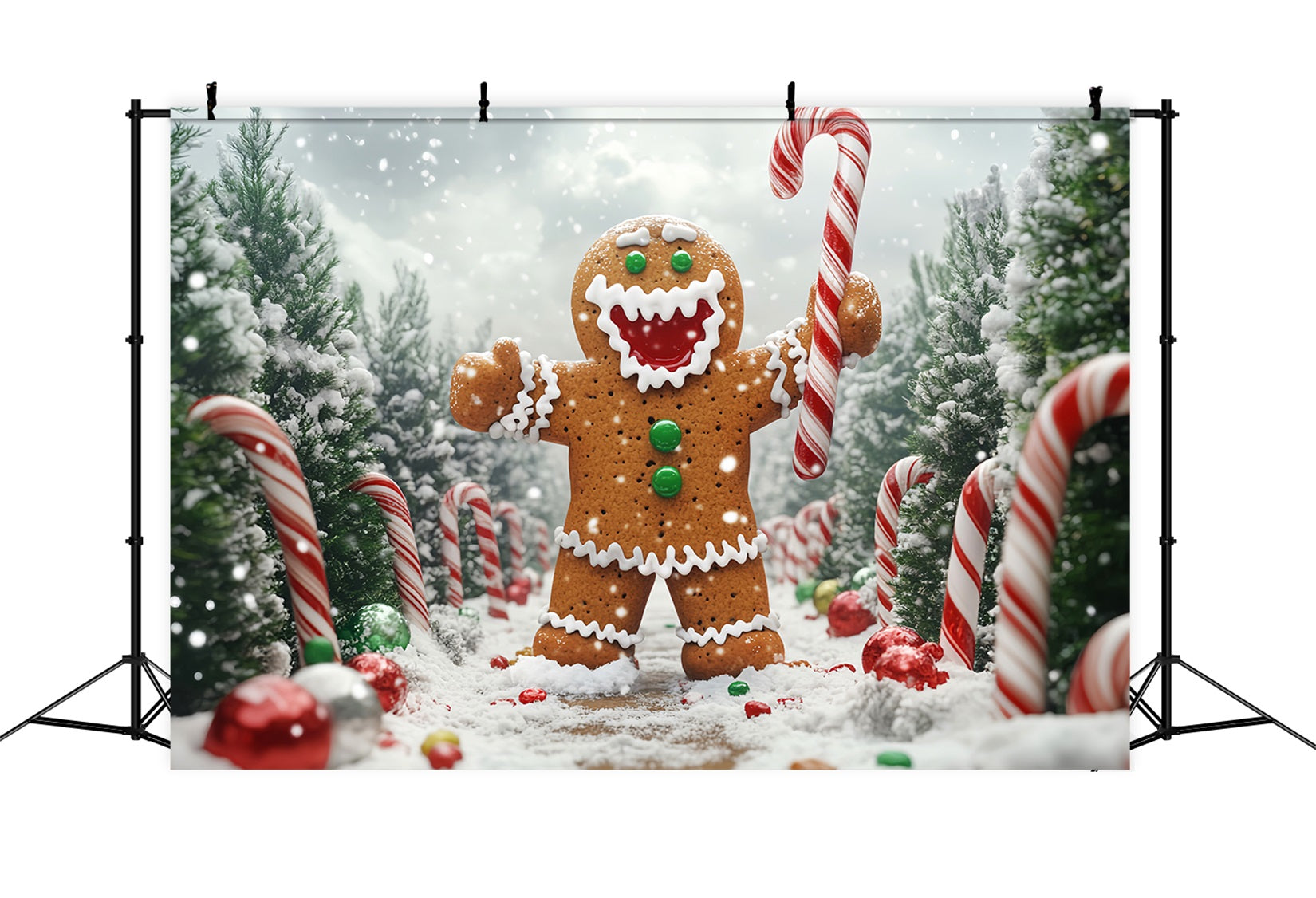 Toile de fond photo Noël Pain d’Épices Bonhomme Allée Sucrée LXX59-204