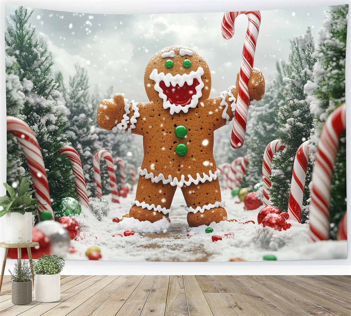 Toile de fond photo Noël Pain d’Épices Bonhomme Allée Sucrée LXX59-204