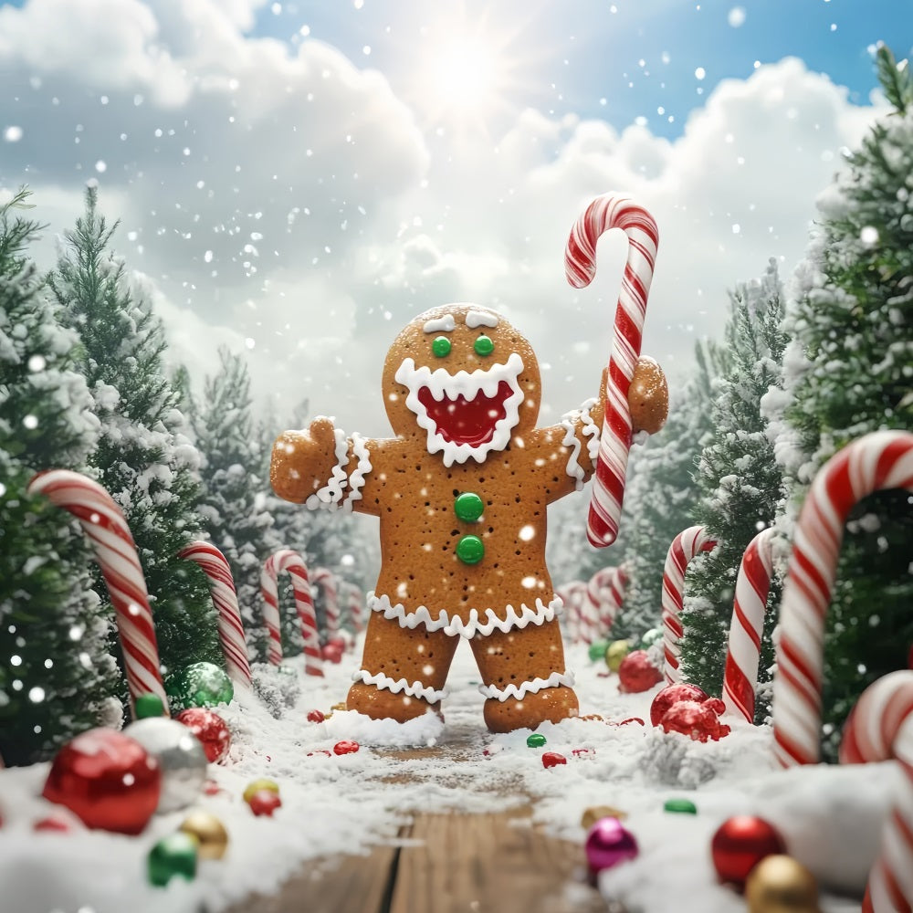 Toile de fond photo Noël Pain d’Épices Bonhomme Allée Sucrée LXX59-204