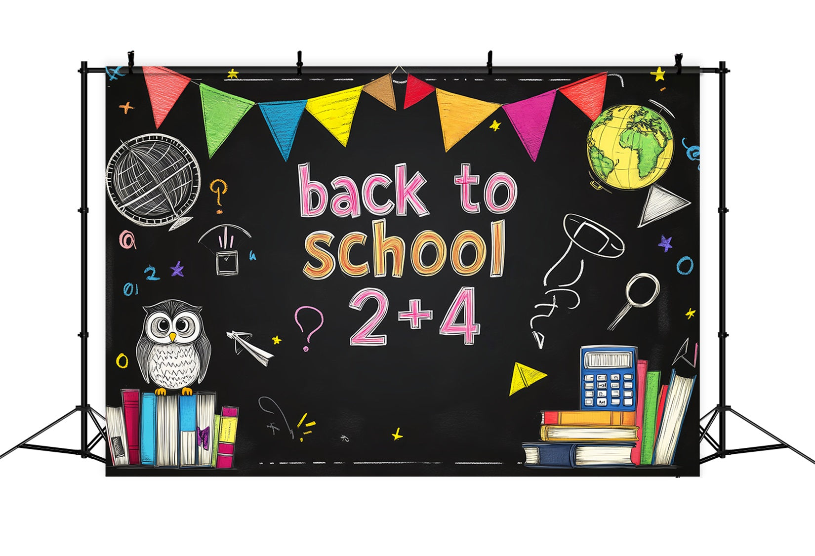 Toile de fond Retour à l'école Tableau Noir Coloré Symboles Mathématiques LXX59-205