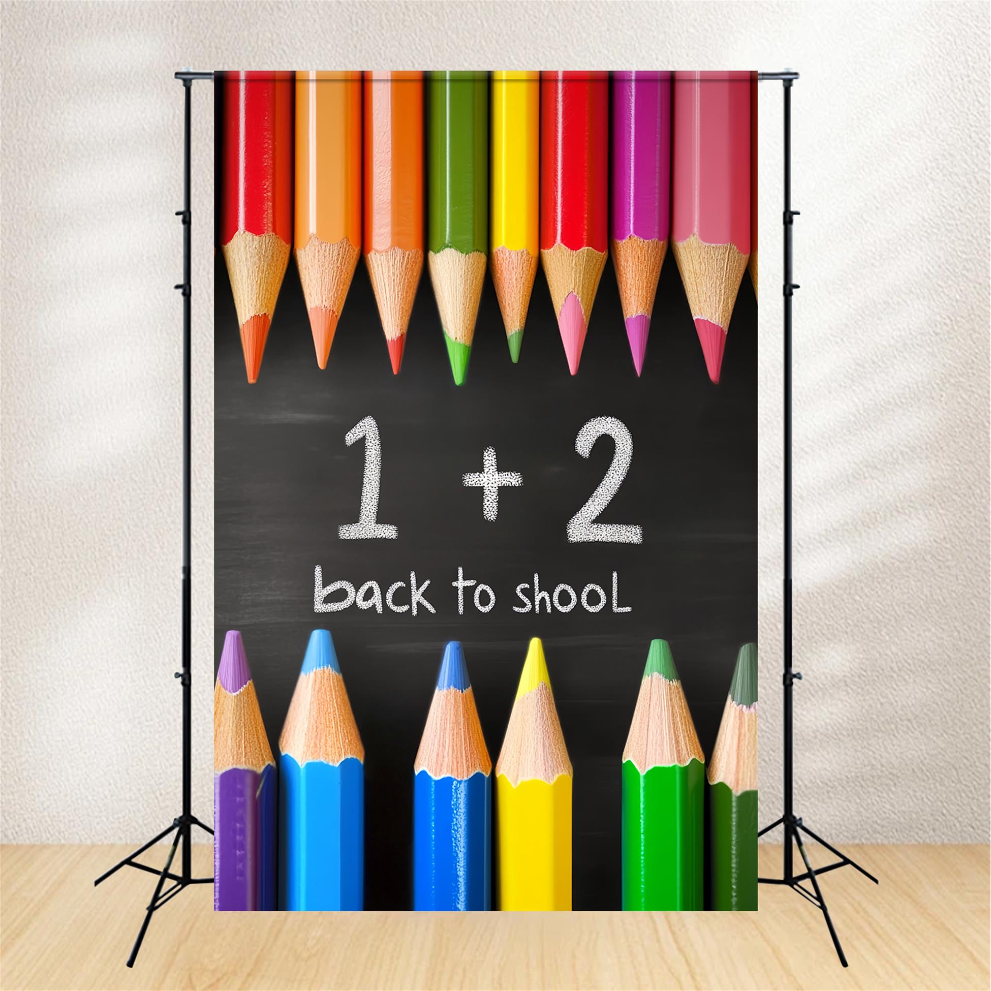 Toile de fond Retour à l'école Crayons Tableau Noir Mathématiques LXX59-217