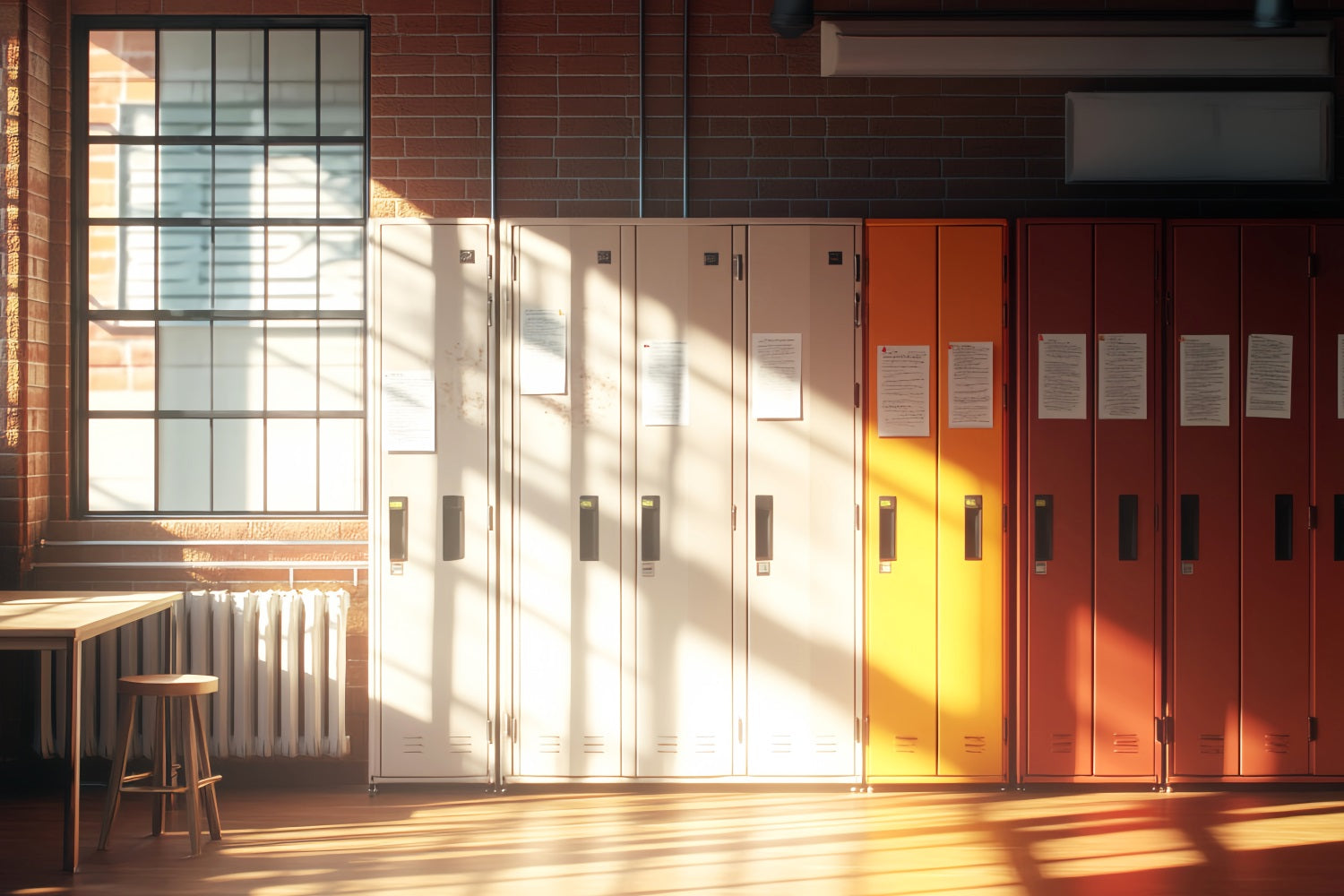 Toile de fond Retour à l'école Couloir Lumineux Casiers LXX59-235
