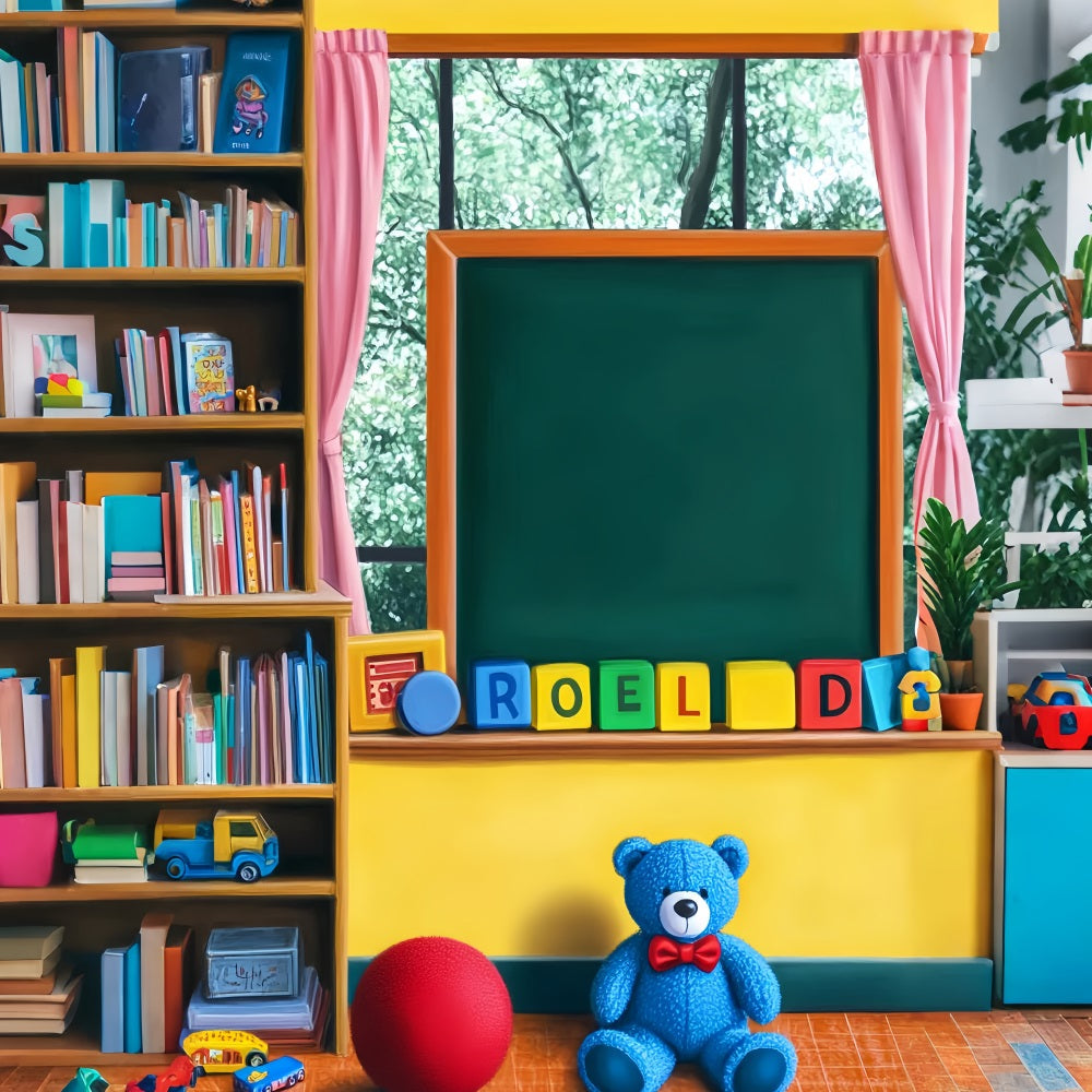 Toile de fond Retour à l'école Salle de Jeux Tableau Noir Jouets Étagère LXX59-250