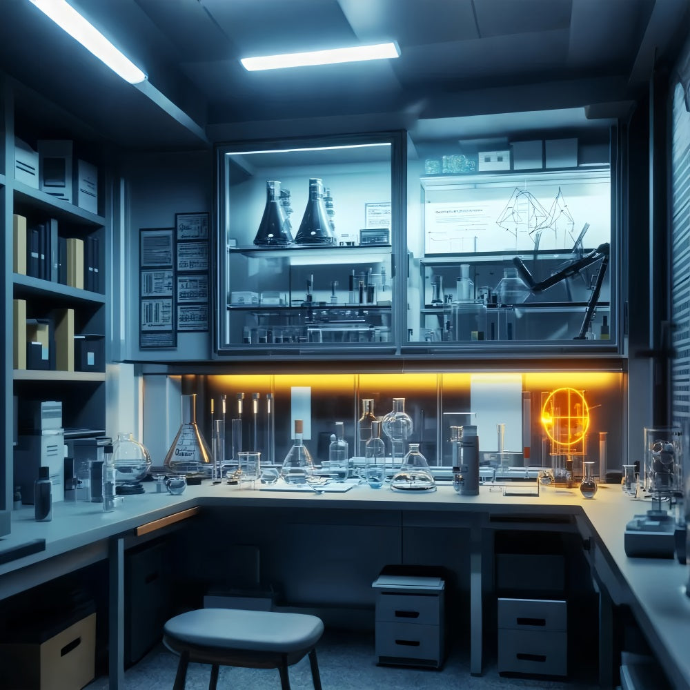 Toile de fond Retour à l'école Laboratoire Futuriste Néon Science Chimie LXX59-252