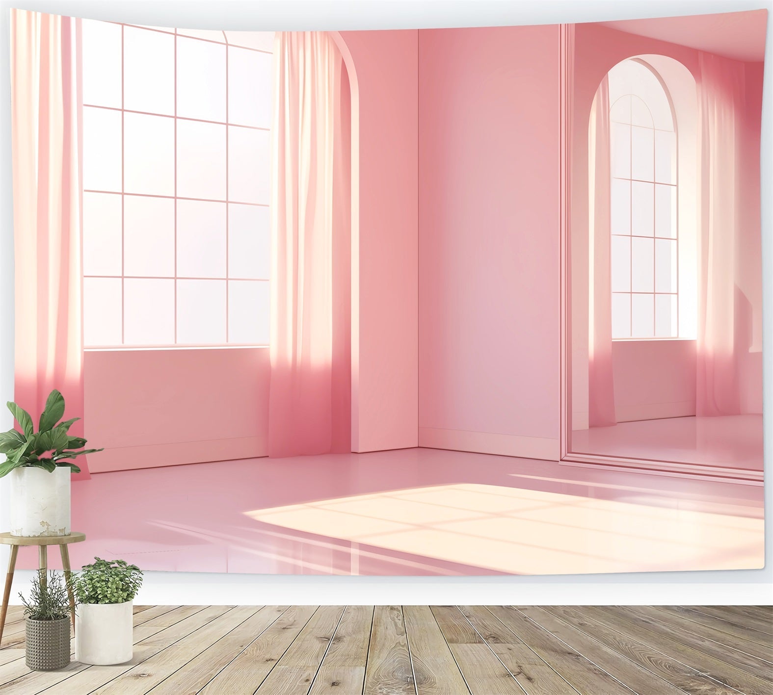 Toile de fond Danse Studio Minimaliste Rose Miroir École LXX59-26