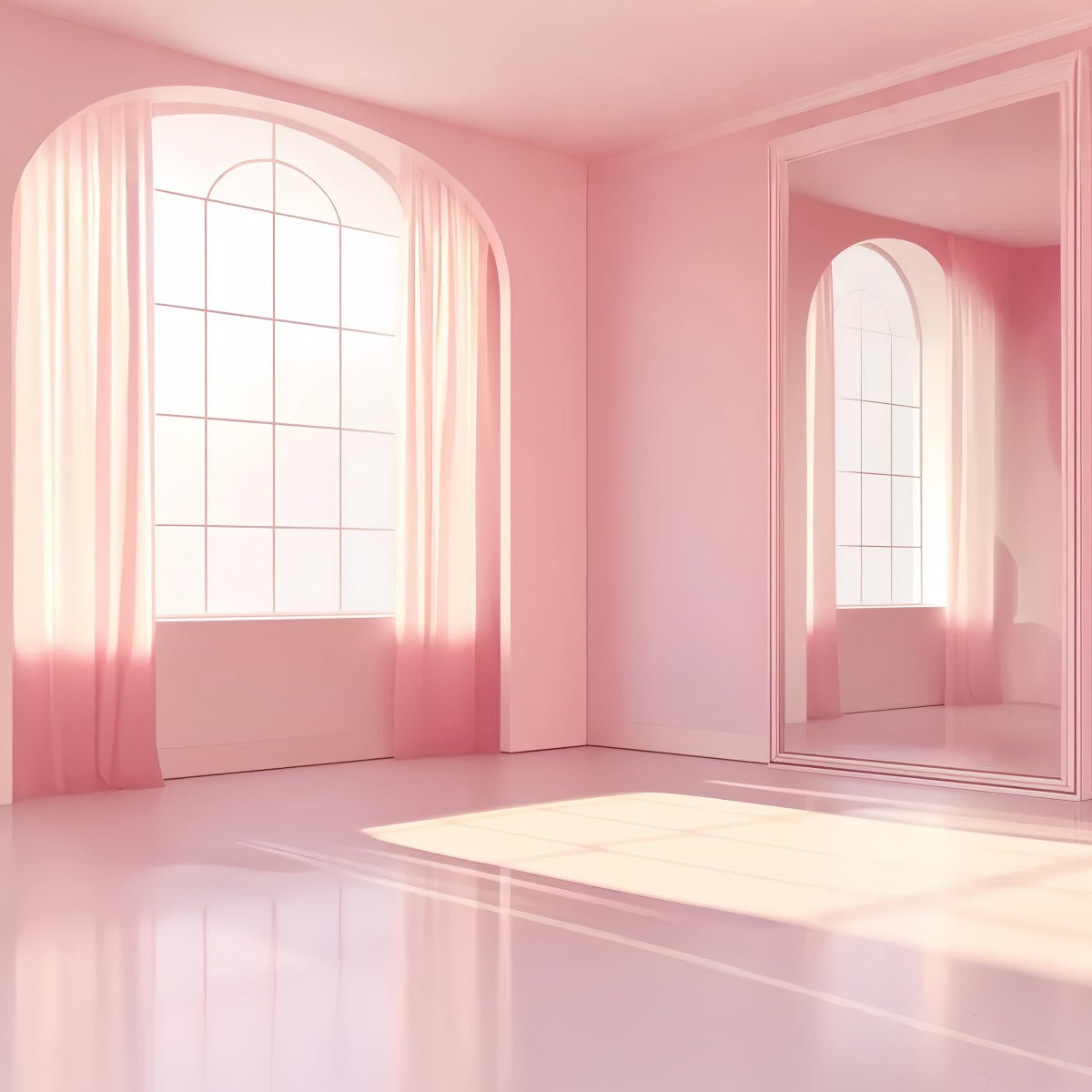 Toile de fond Danse Studio Minimaliste Rose Miroir École LXX59-26