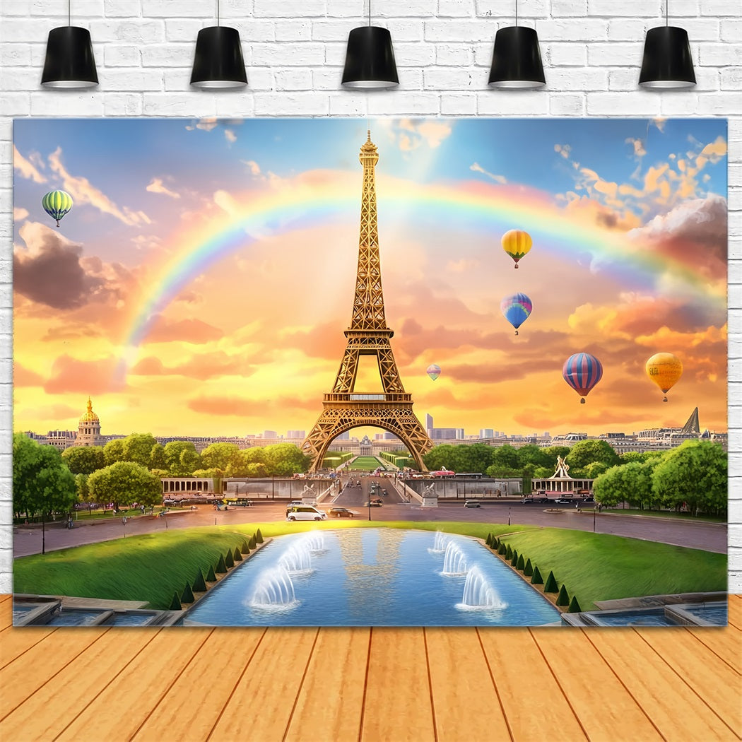 Toile de fond Paris Tour Eiffel Ballons Arc-en-ciel Idées LXX59-29