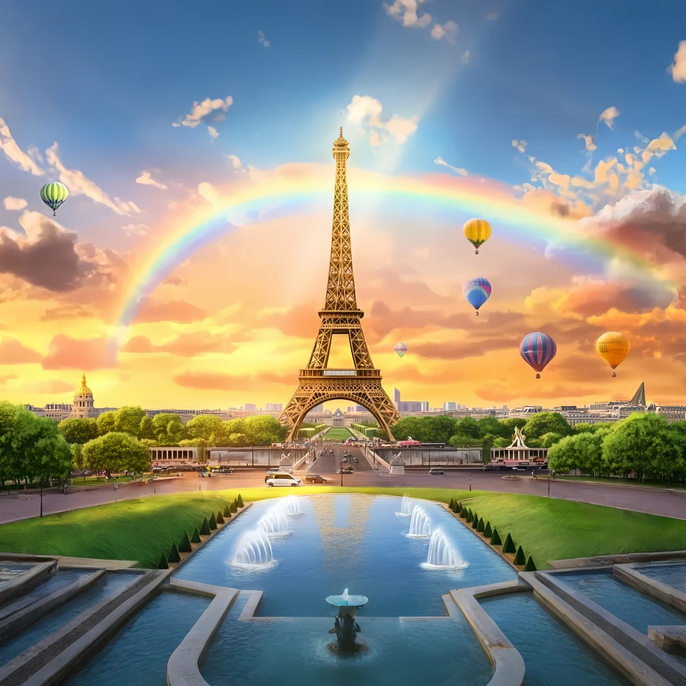 Toile de fond Paris Tour Eiffel Ballons Arc-en-ciel Idées LXX59-29