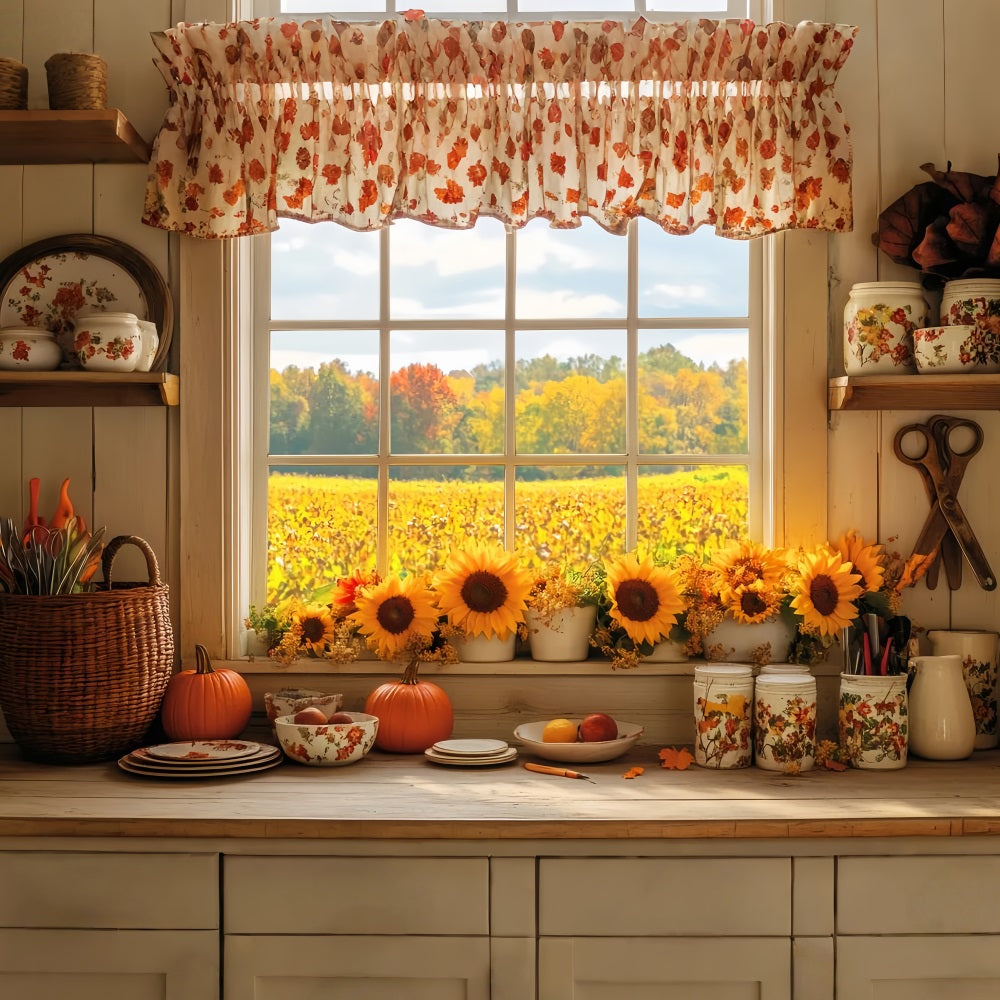 Toile de fond Photo Automne Cuisine Confort Tournesols Automne LXX59-291