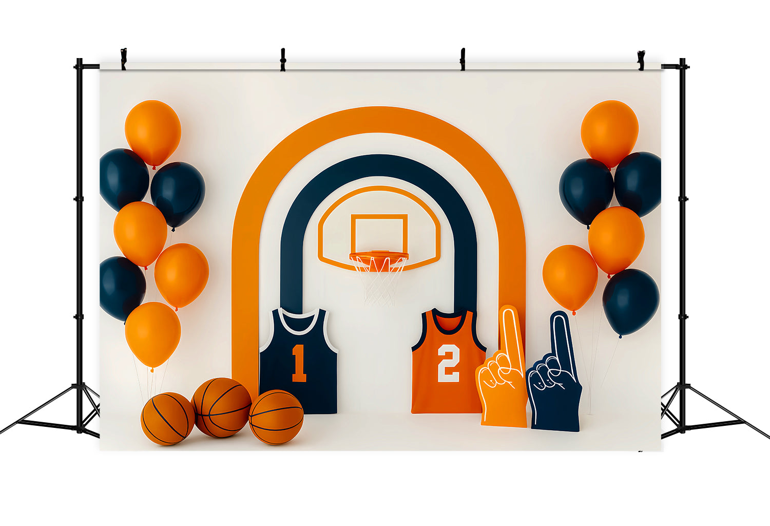 Fond sportif orange et bleu avec ballons de basket Fond basket LXX59-305