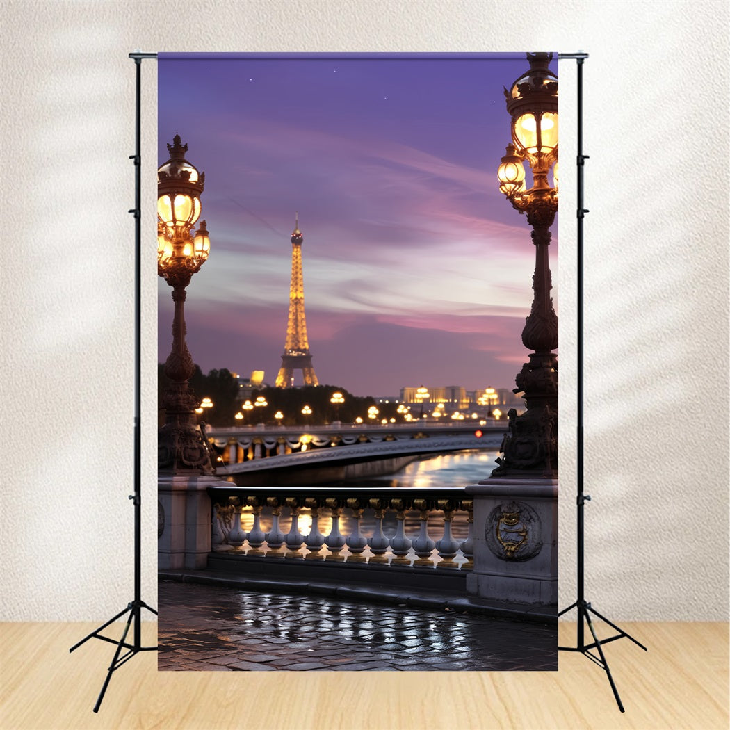 Toile de fond Paris Tour Eiffel Crépuscule Pont Photos LXX59-32