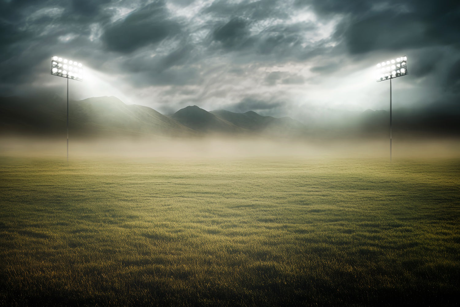Fond sportif stade de football éclairé et brumeux LXX59-324