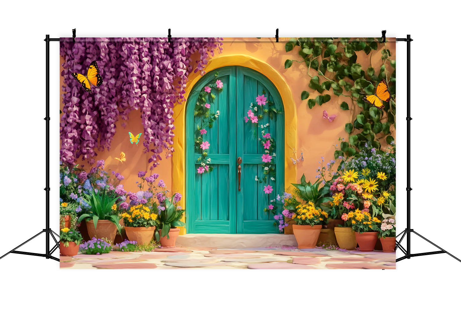 Toile de fond Paris Jardin Papillons Porte Colorée LXX59-35