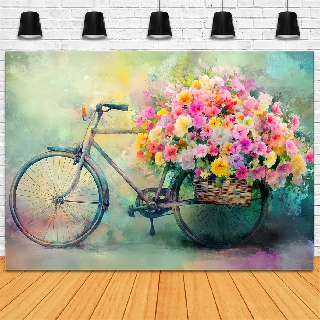 Toile de fond Paris Vélo Panier Fleurs Épanouies LXX59-37